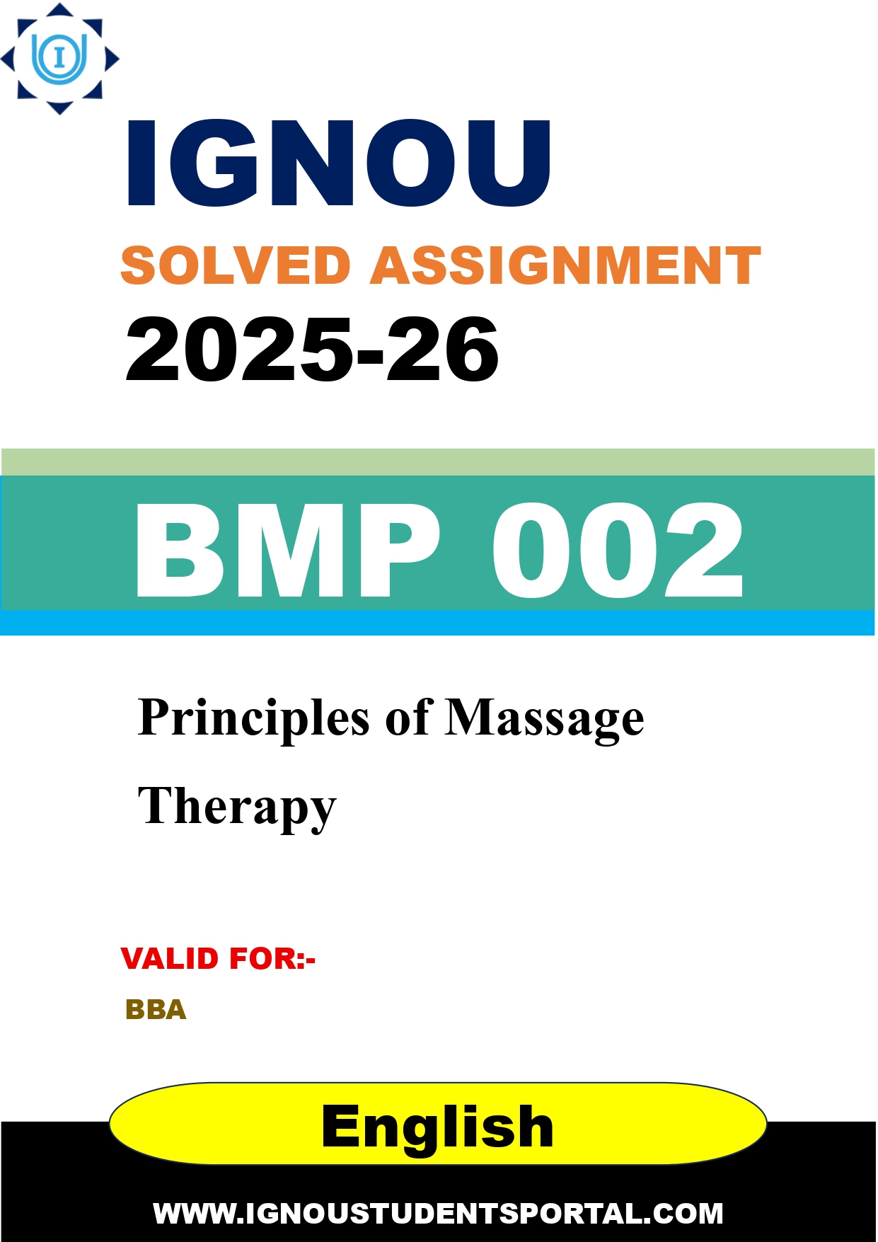IGNOU BMP 002 Solved Assignment 2025-2026: Principles of Massage Therapy (English Medium) | IGNOU Students Portal