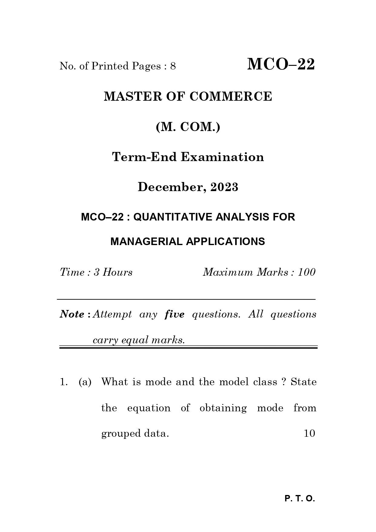 IGNOU MCO 22 Solved Previous Year Question Paper – December 2023 (English Medium) – Download PDF