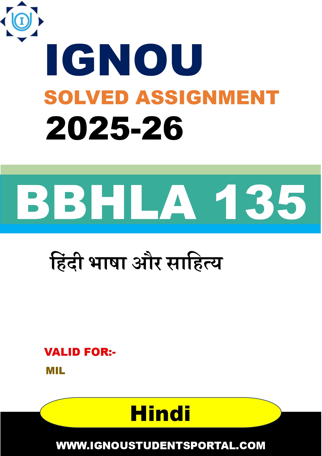 IGNOU BBHLA 135 Solved Assignment 2025-2026 (Hindi Medium) – Download PDF