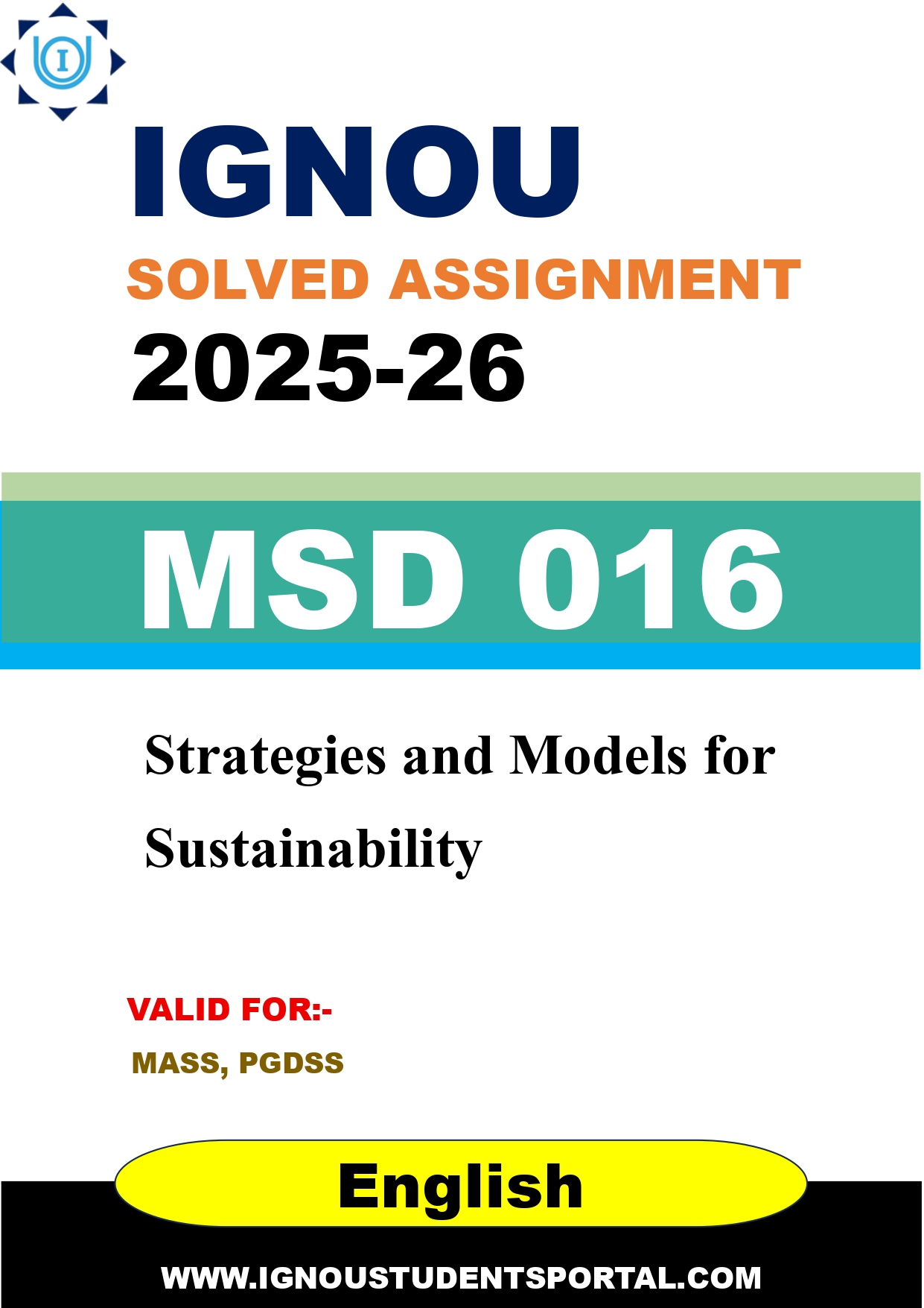 IGNOU MSD 016 Solved Assignment 2025-2026 (English Medium) – Download PDF
