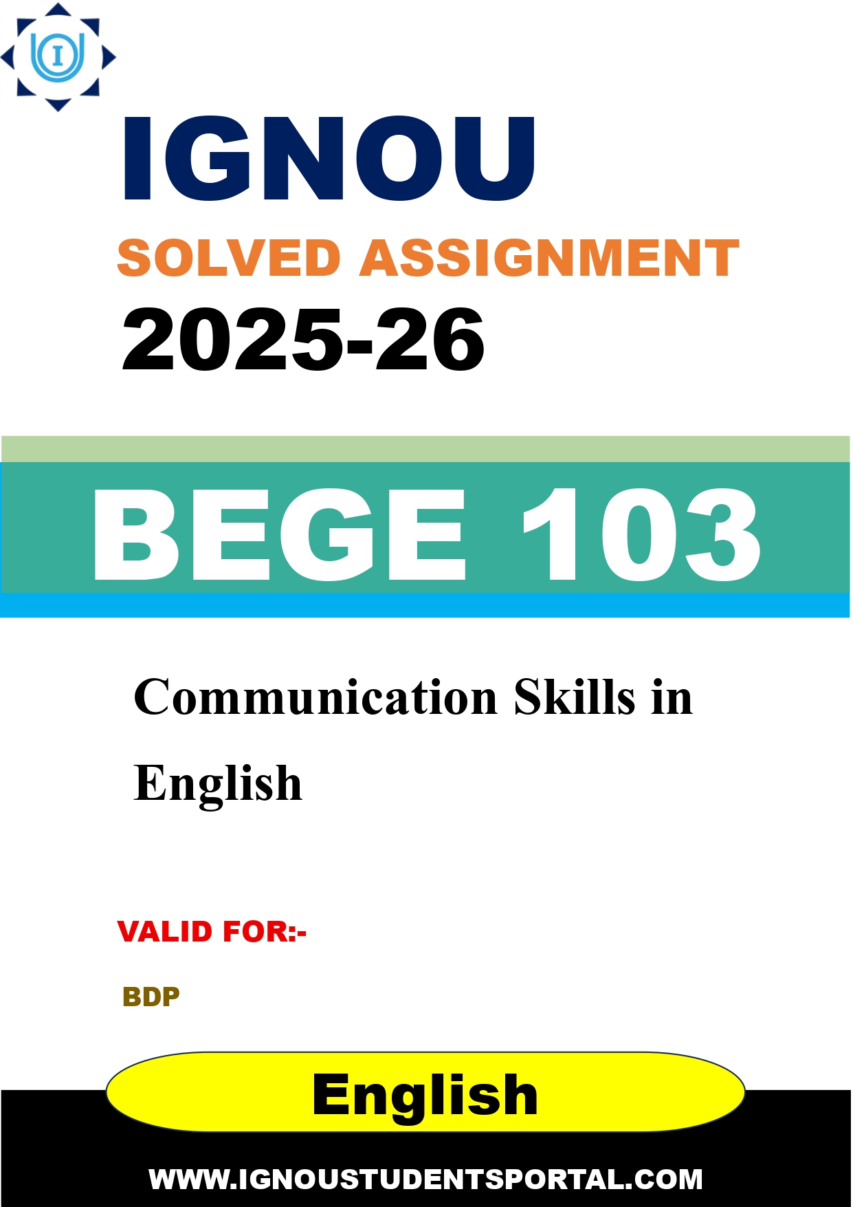 IGNOU BEGE 103 Solved Assignment 2025-2026 (English Medium) – Download PDF