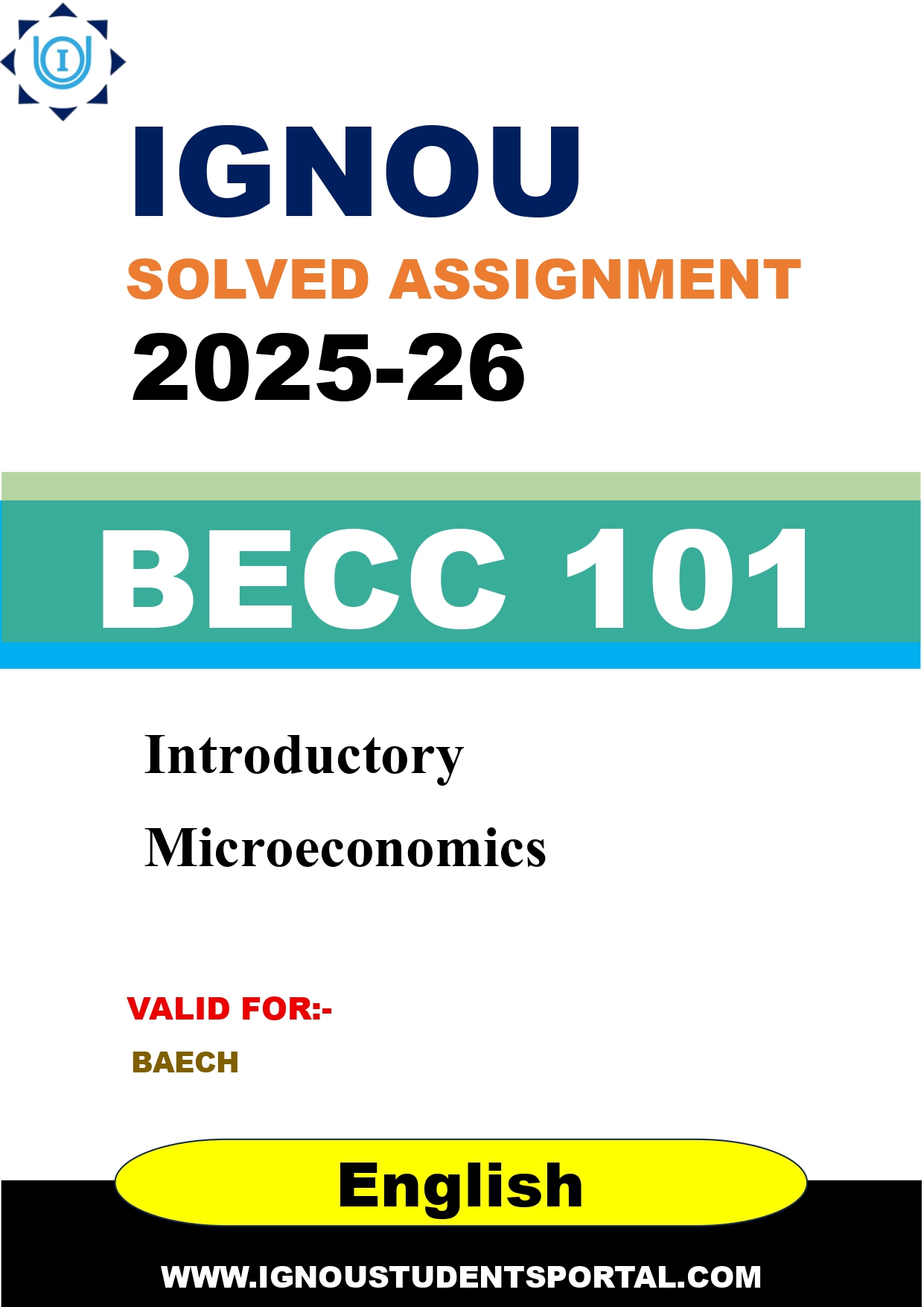 IGNOU BECC 101 Solved Assignment 2025-2026: Introductory Microeconomics (English Medium) | IGNOU Students Portal