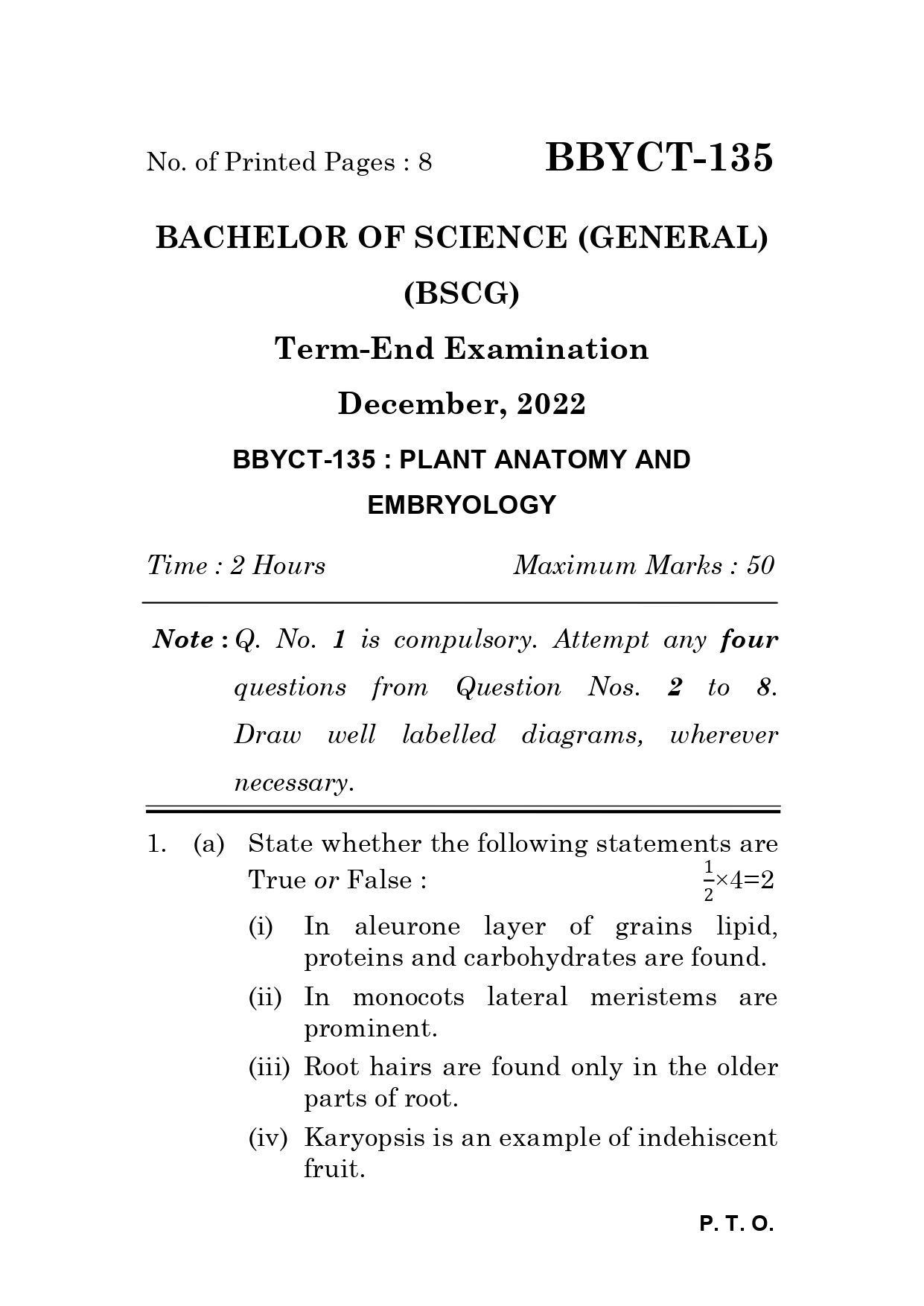 IGNOU BBYCT 135 Solved Previous Year Question Paper – December 2022 (English Medium) – Download PDF