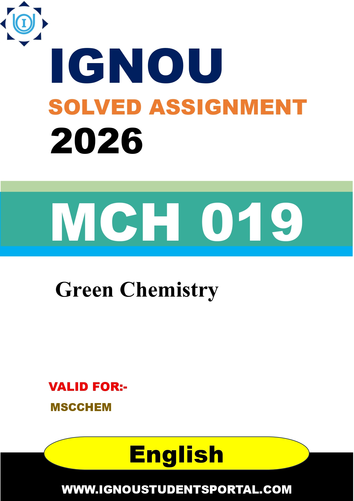 IGNOU MCH 019 Solved Assignment 2026-26: Green Chemistry (English Medium) | IGNOU Students Portal