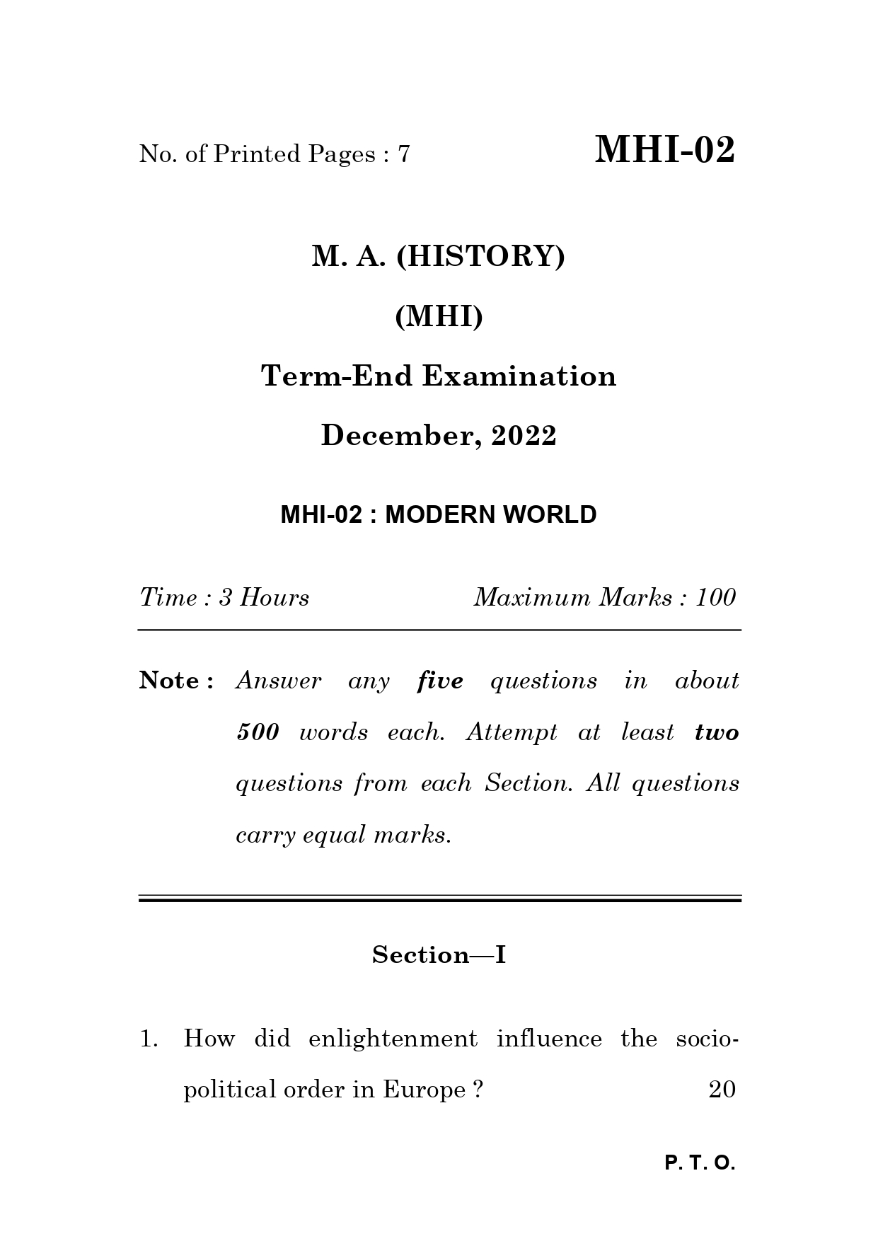 IGNOU MHI 02 Solved Previous Year Question Paper – December 2022 (Hindi Medium) – Download PDF