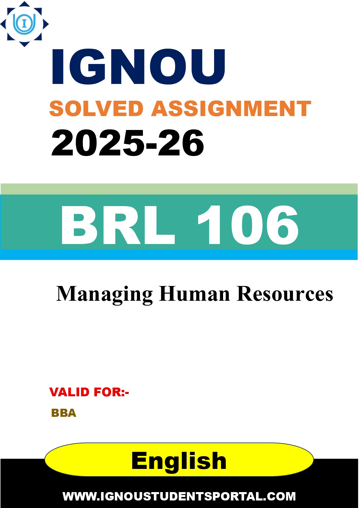 IGNOU BRL 106 Solved Assignment 2025-2026: Managing Human Resources (English Medium) | IGNOU Students Portal