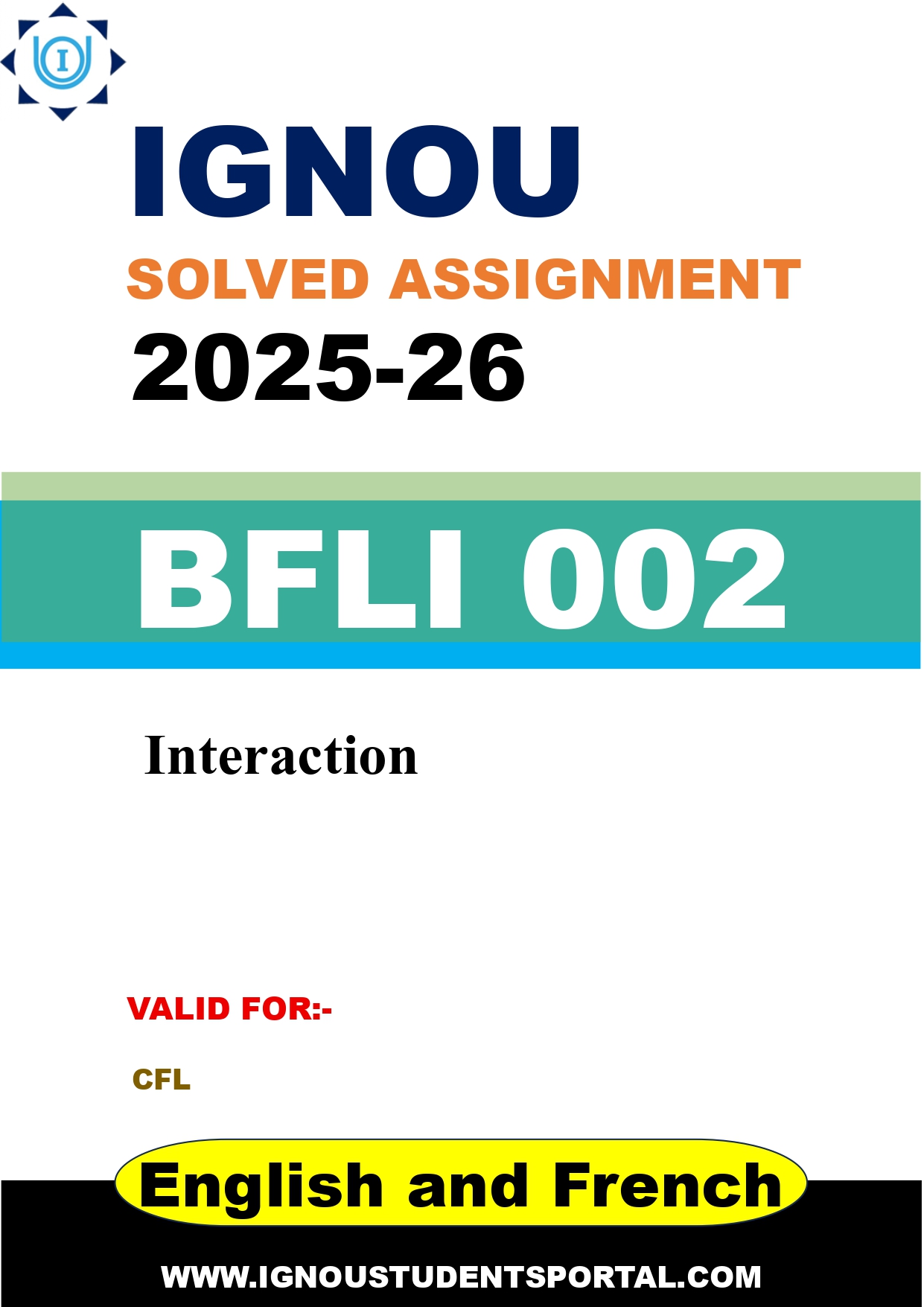 IGNOU BFLI 002 Solved Assignment 2025-2026 (English and French Medium) – Download PDF