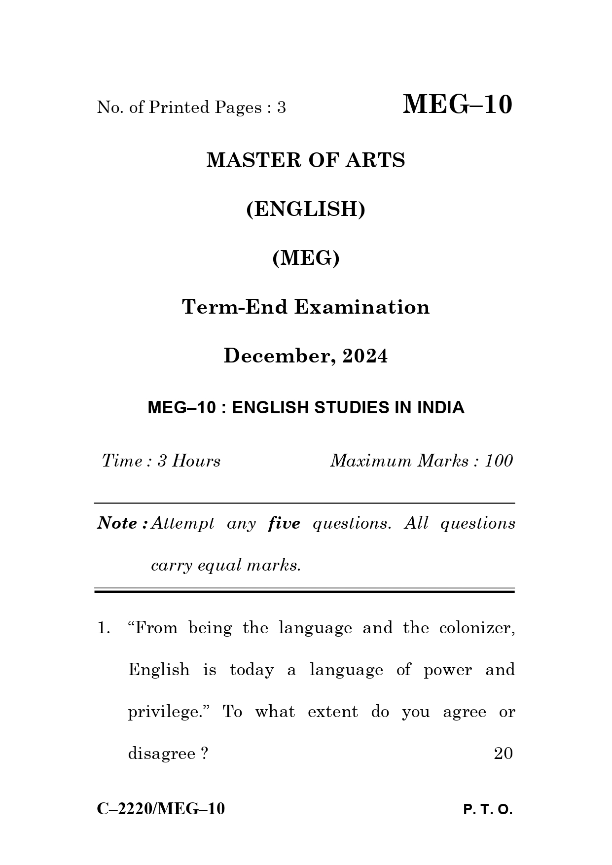 IGNOU MEG 10 Solved Previous Year Question Paper – December 2024 (English Medium) – Download PDF