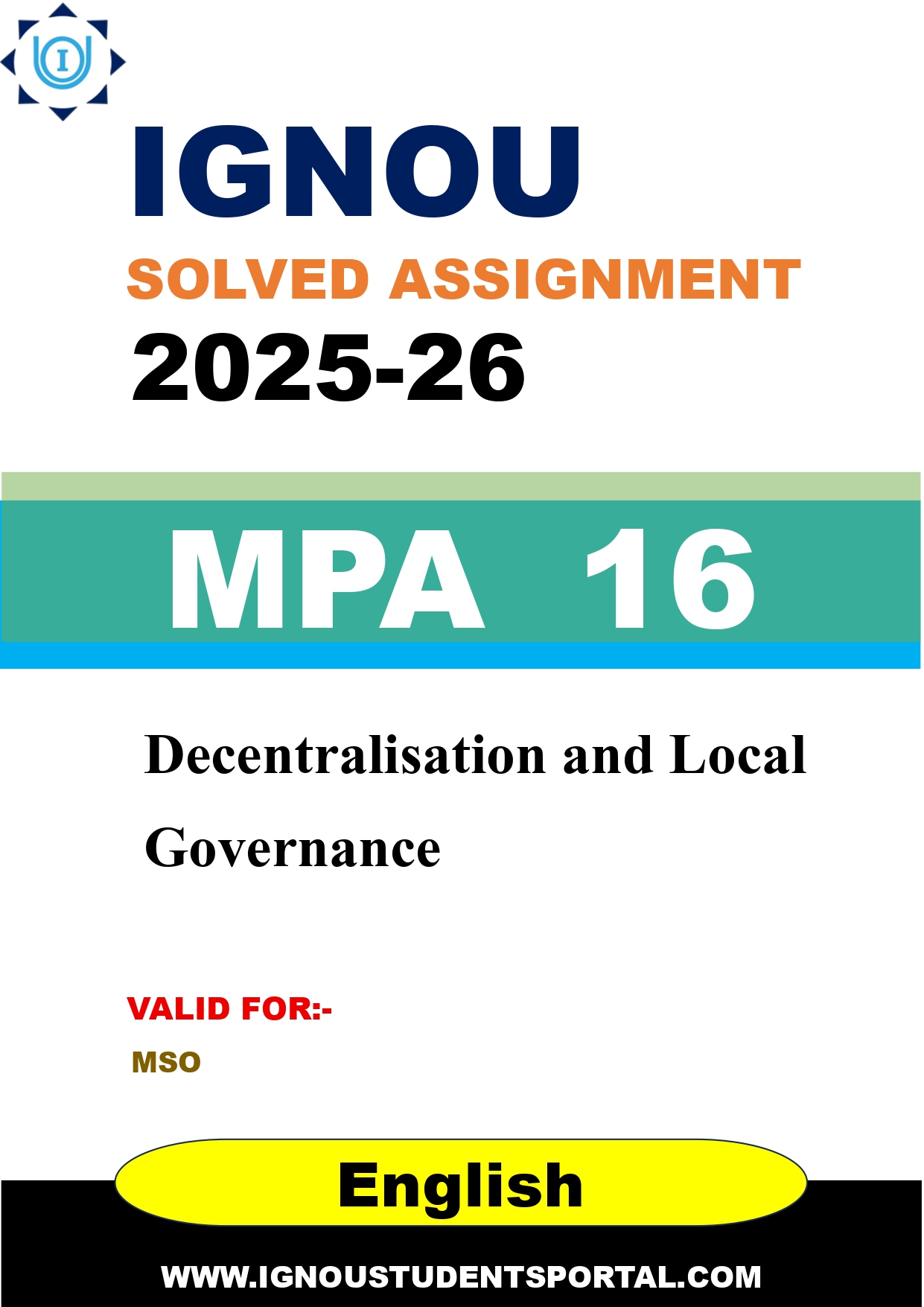 IGNOU MPA 16 Solved Assignment 2025-2026 (English Medium) – Download PDF
