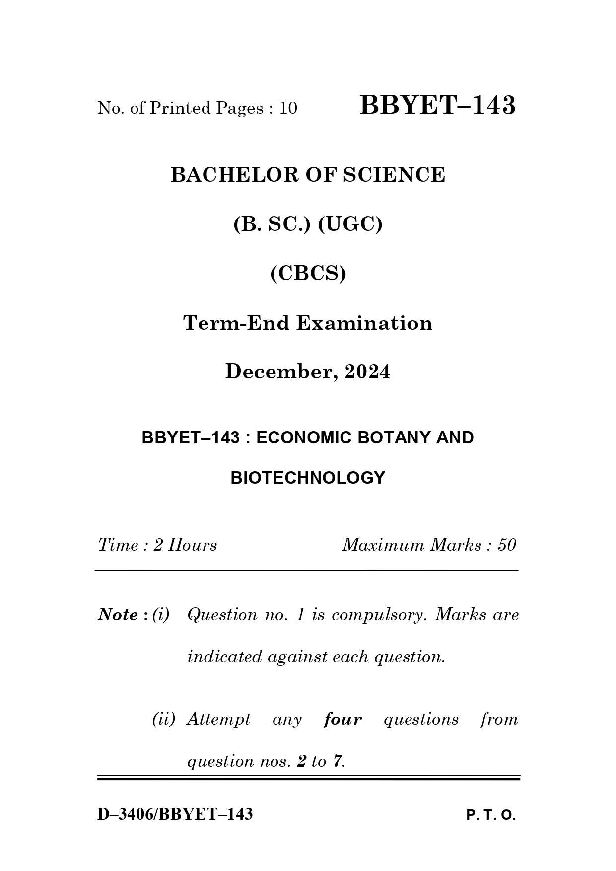 IGNOU BBYET 143 Solved Previous Year Question Paper – December 2024 (English Medium) – Download PDF