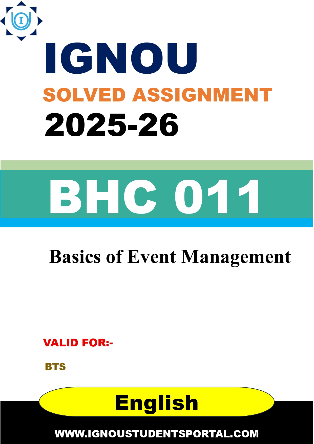IGNOU BHC 011 Solved Assignment 2025-2026: Basics of Event Management (English Medium) | IGNOU Students Portal