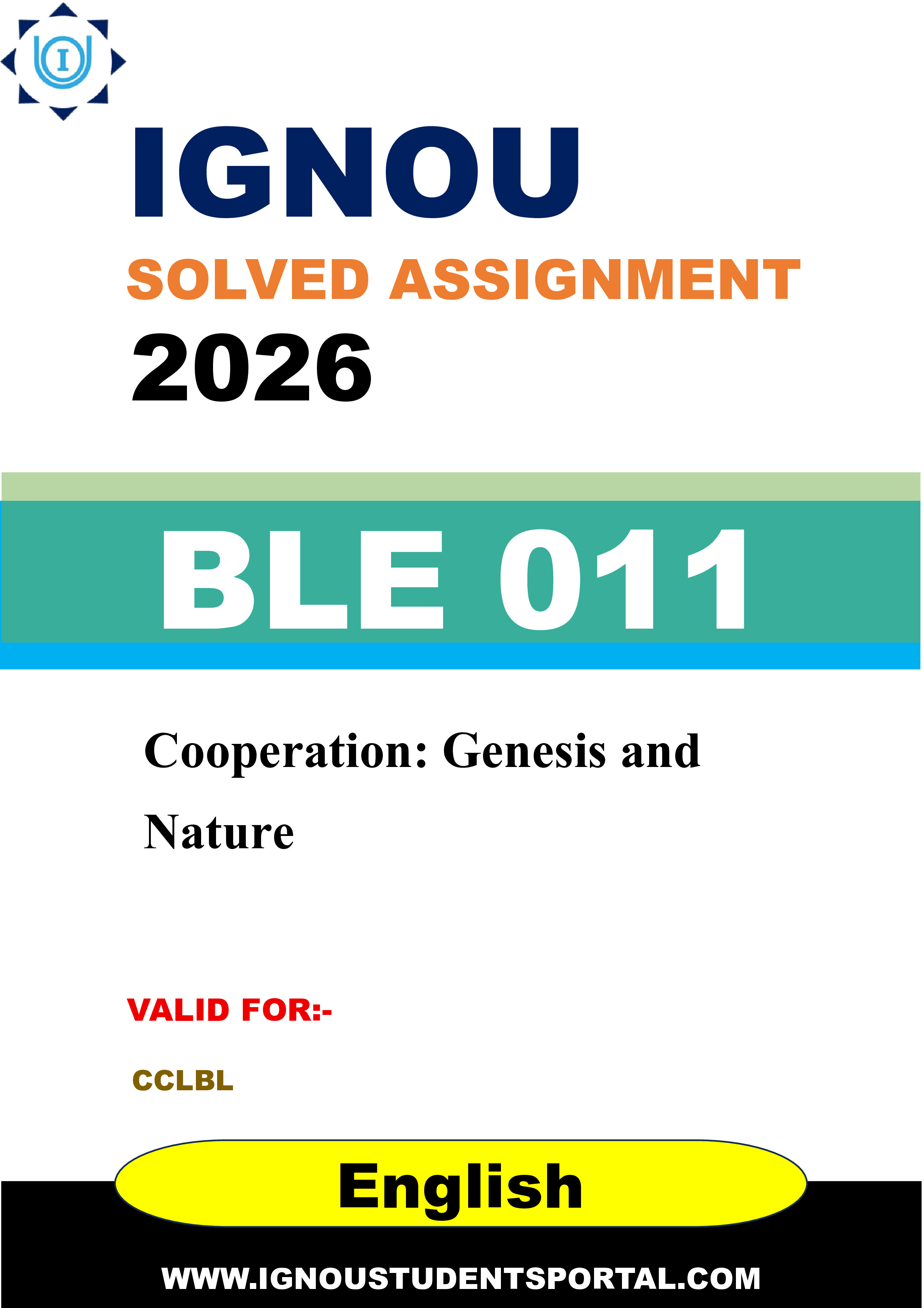 IGNOU BLE 011 Solved Assignment 2026-26: Cooperation: Genesis and Nature (English Medium) | IGNOU Students Portal