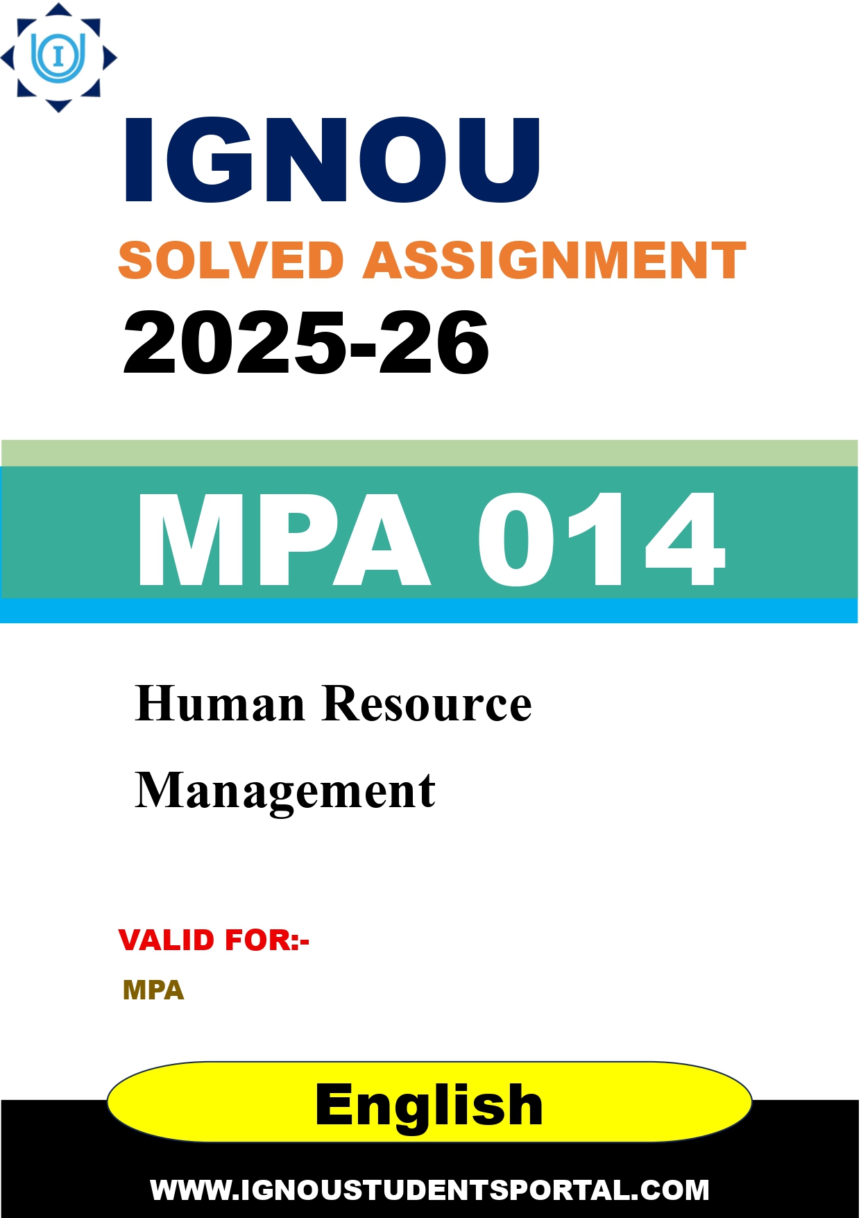 IGNOU MPA 014 Solved Assignment 2025-2026: Human Resource Management (English Medium) | IGNOU Students Portal
