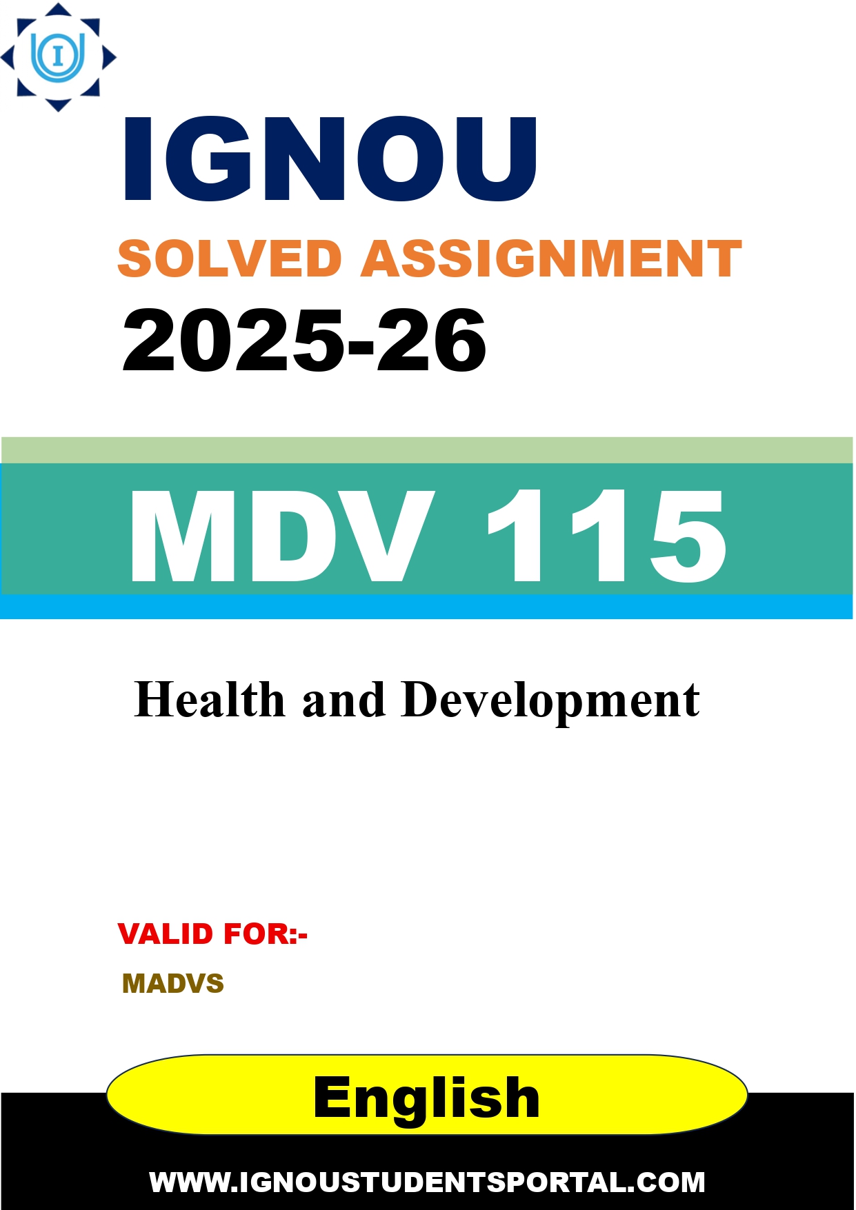 IGNOU MDV 115 Solved Assignment 2025-2026 (English Medium) – Download PDF