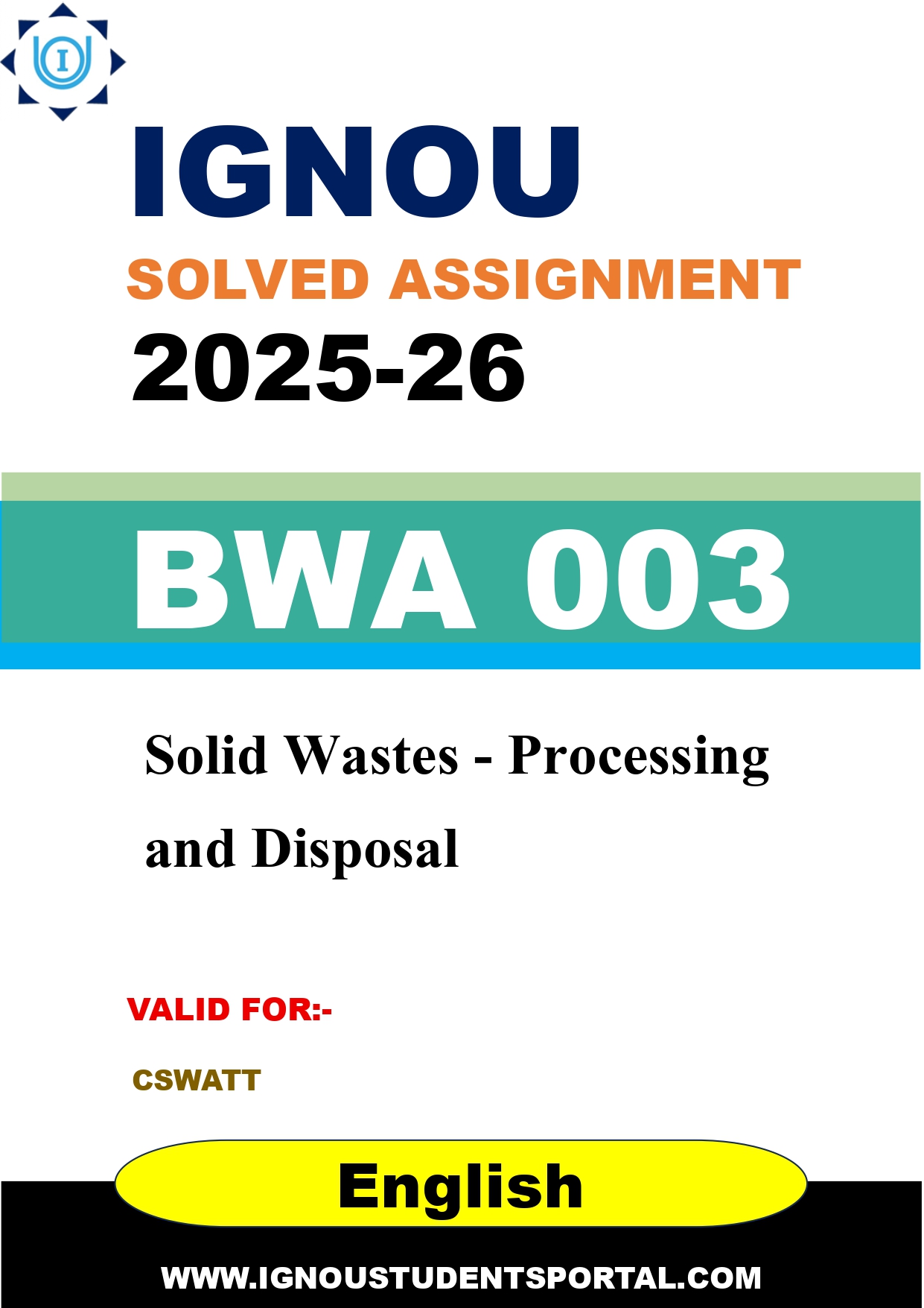 IGNOU BWA 003 Solved Assignment 2025-2026 (English Medium) – Download PDF