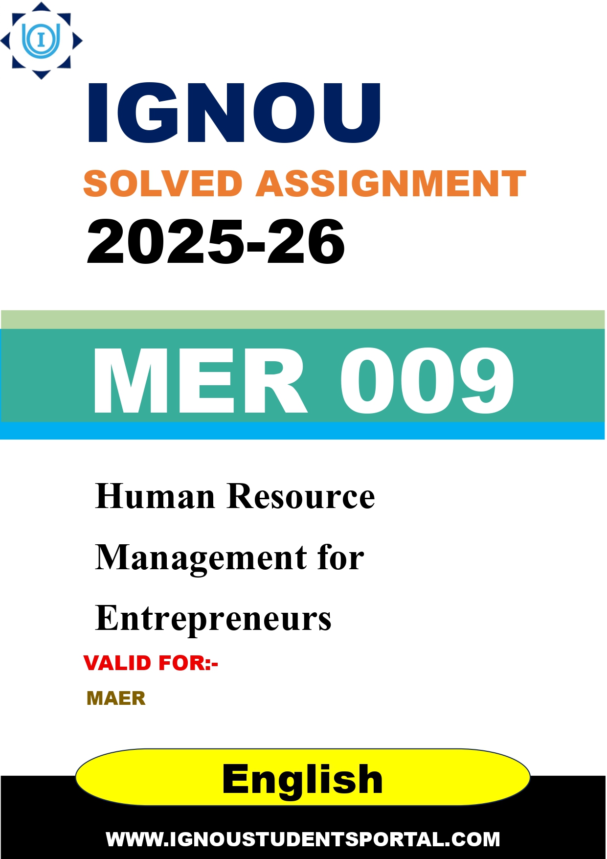 IGNOU MER 009 Solved Assignment 2025-2026 (English Medium) – Download PDF