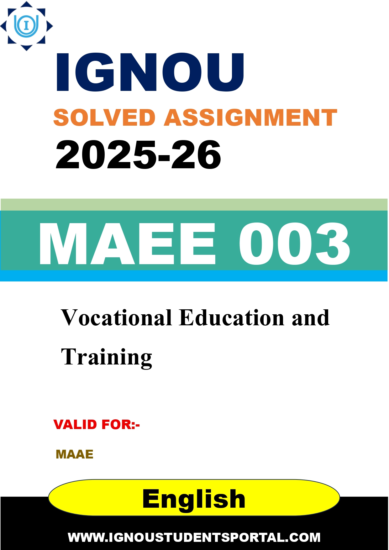 IGNOU MAEE 003 Solved Assignment 2025-2026 (English Medium) – Download PDF