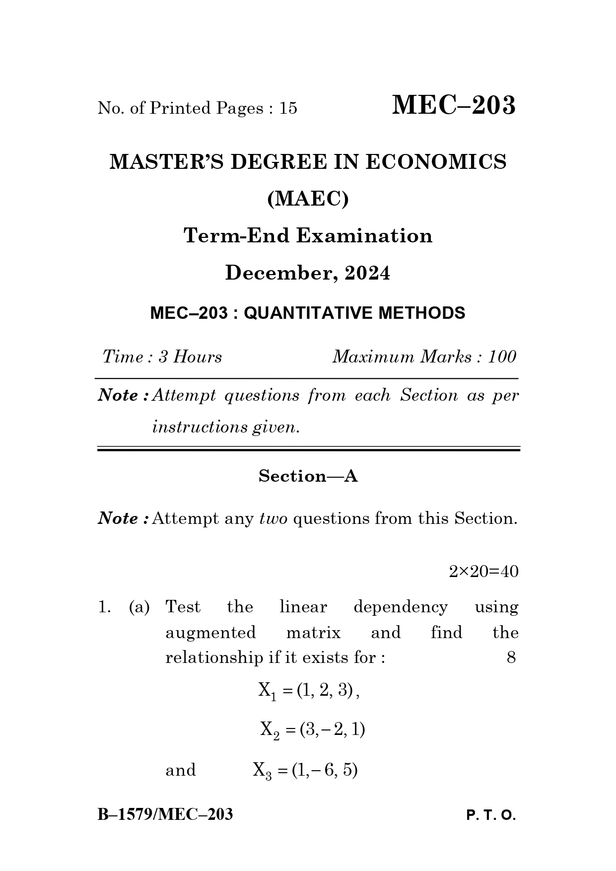 IGNOU MEC 203 Solved Previous Year Question Paper –DECEMBER 2024 (ENGLISH Medium) – Download PDF