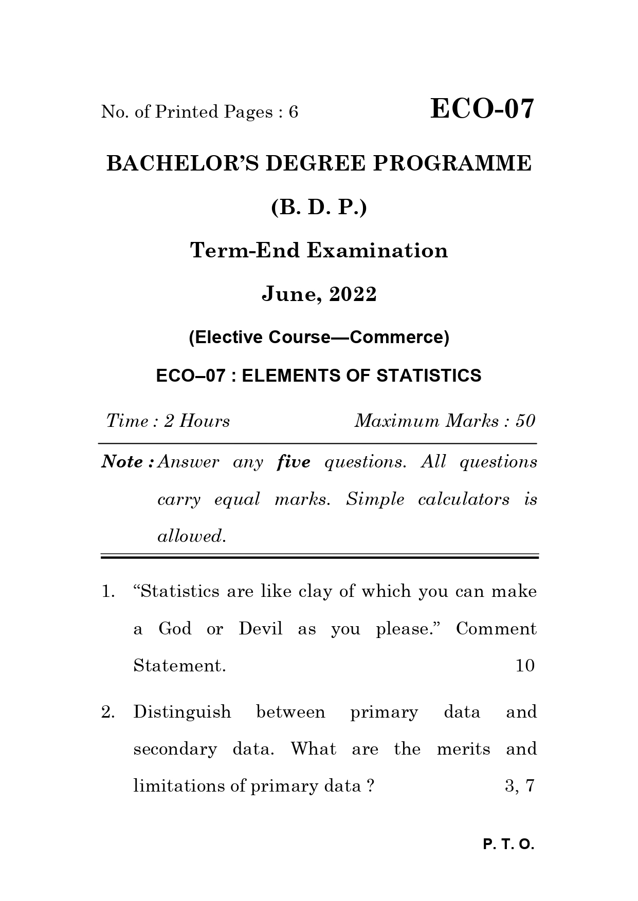 IGNOU ECO 07 Solved Previous Year Question Paper – June 2021 (English Medium) – Download PDF
