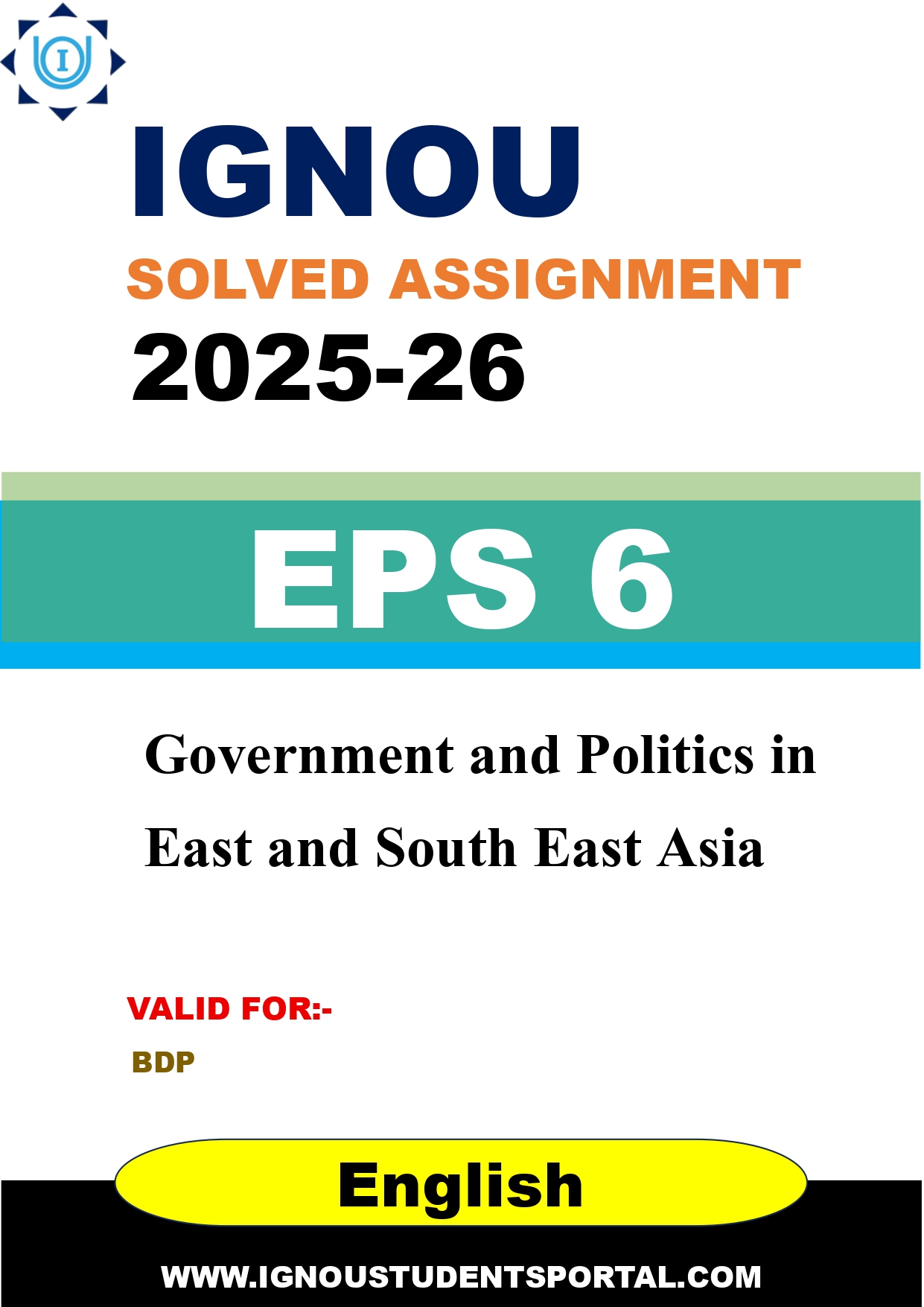 IGNOU EPS 6 Solved Assignment 2025-2026 (English Medium) – Download PDF