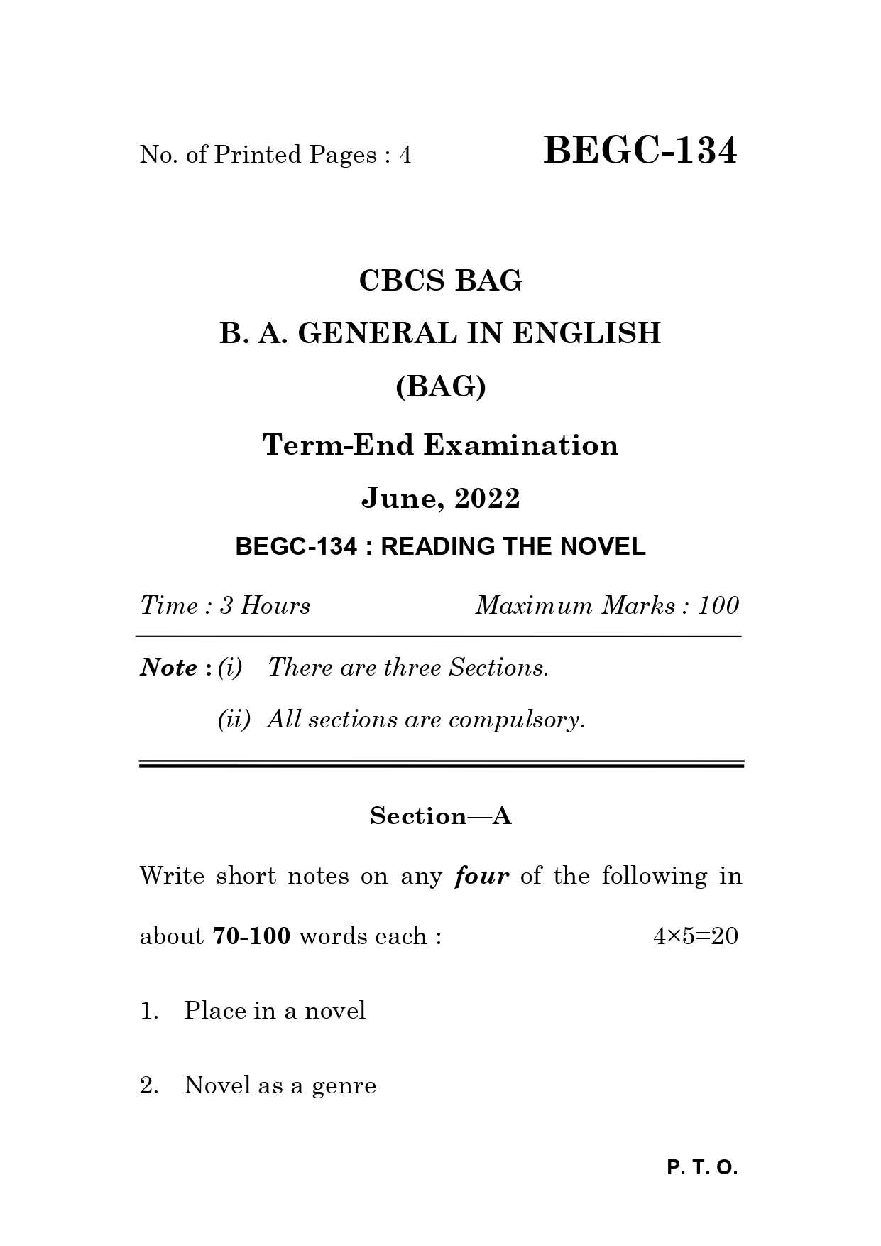 IGNOU BEGC 134 Solved Previous Year Question Paper – June 2022 (English Medium) – Download PDF