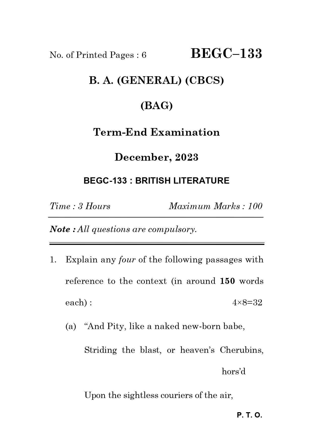 IGNOU BEGC 133 Solved Previous Year Question Paper –DECEMBER 2023 (ENGLISH Medium) – Download PDF