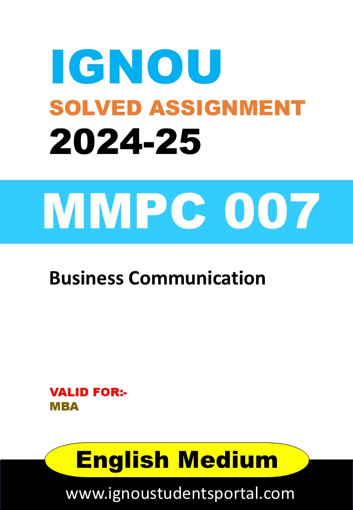 IGNOU MMPC 007 Solved Assignment 2024-25 (ENGLISH Medium) – Download PDF