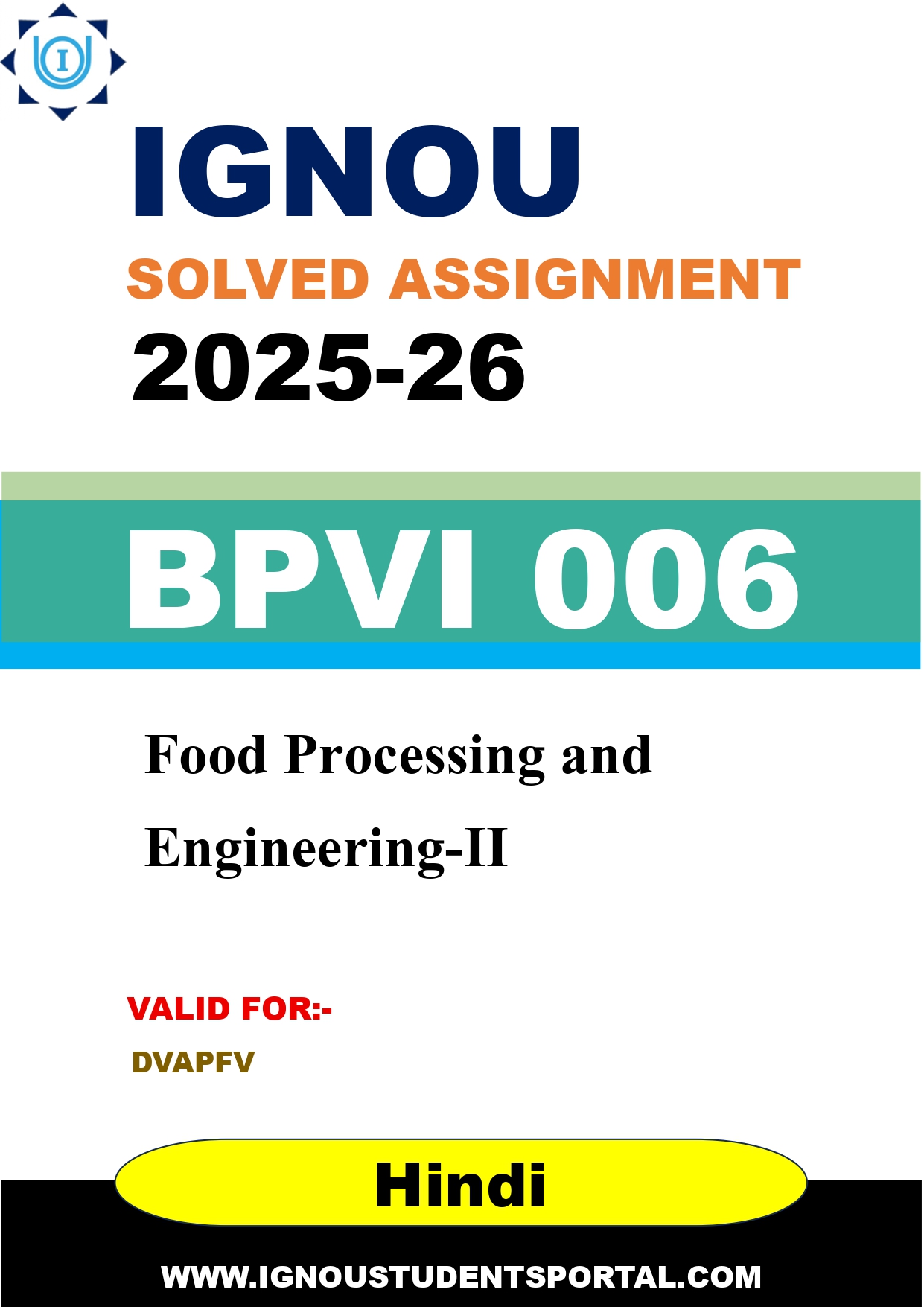 IGNOU BPVI 006 Solved Assignment 2025-2026 (Hindi Medium) – Download PDF