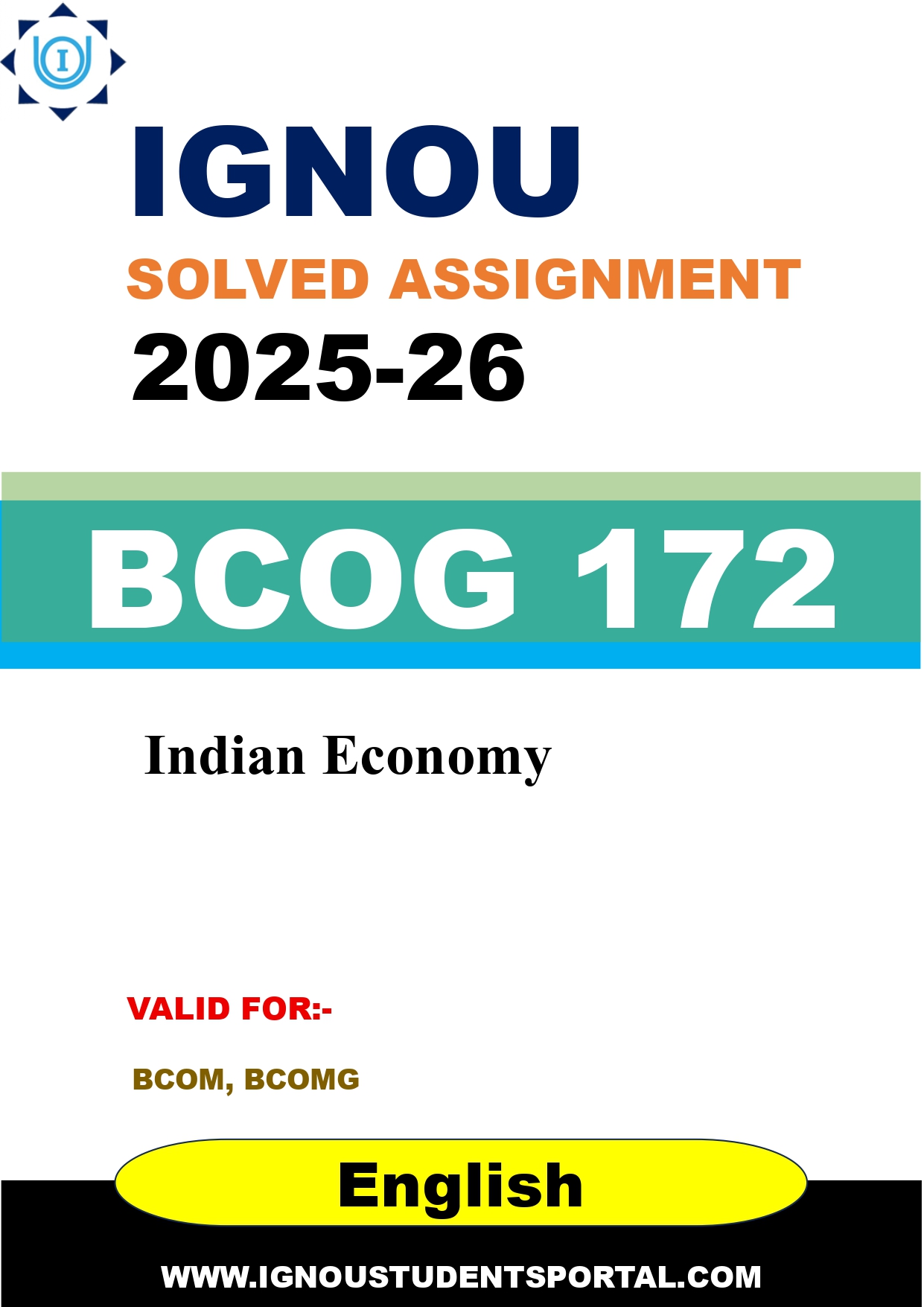 IGNOU BCOG 172 Solved Assignment 2025-2026 (English Medium) – Download PDF