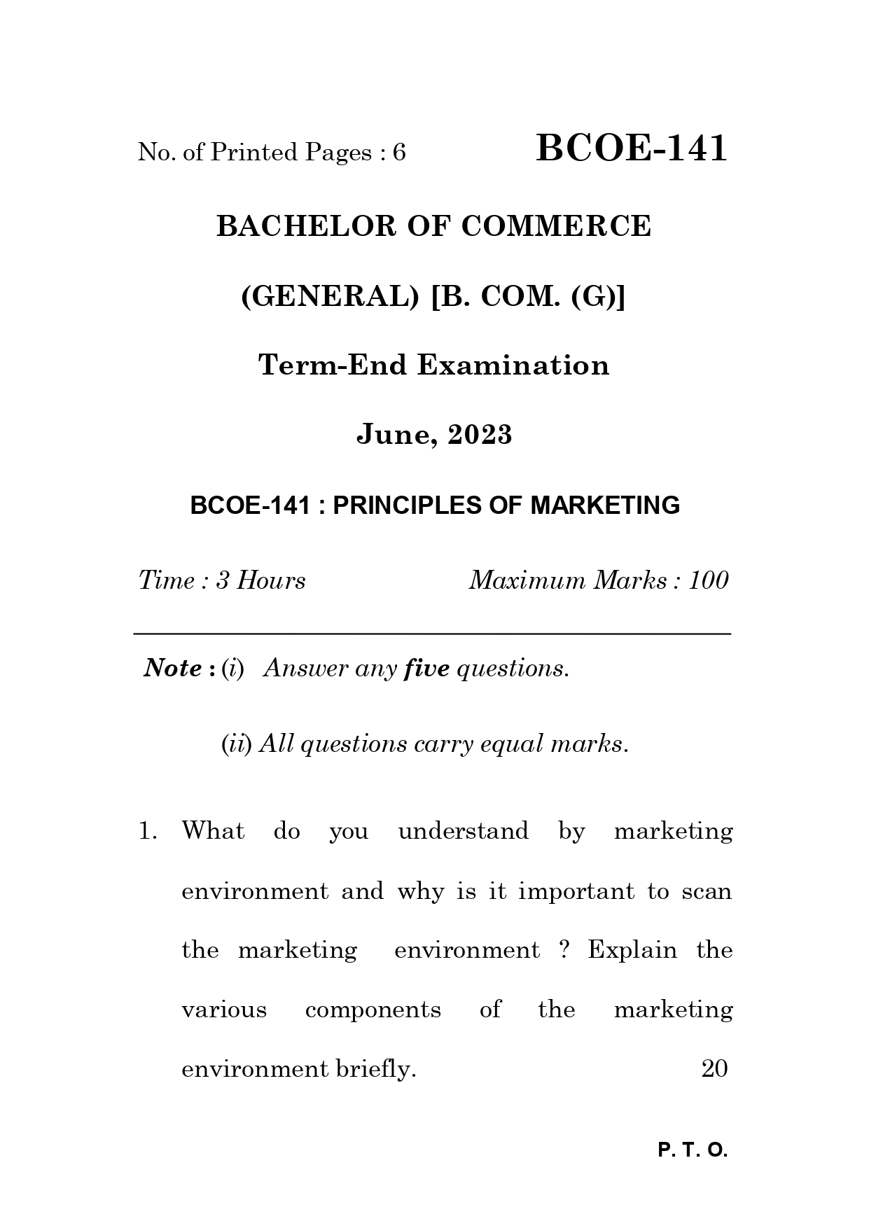 IGNOU BCOE 141 Solved Previous Year Question Paper – June 2023 (English Medium) – Download PDF