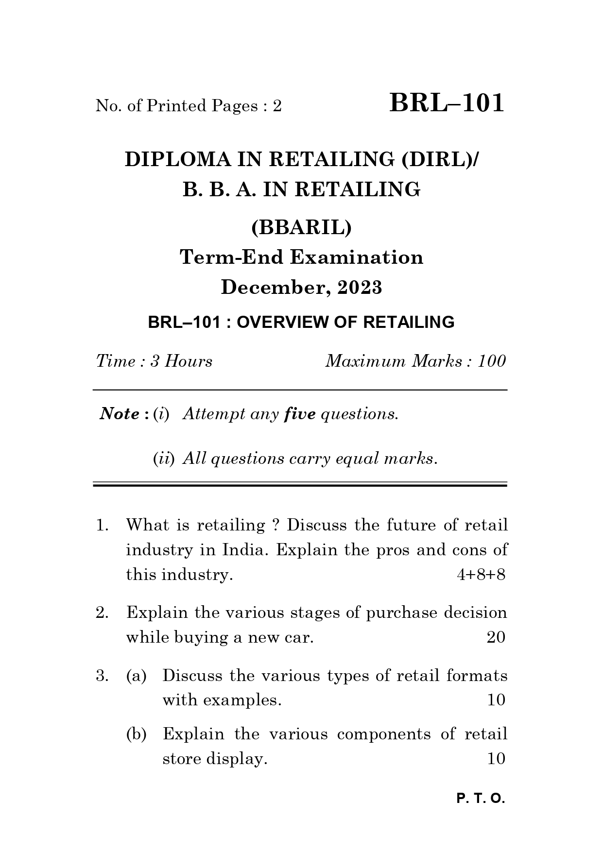 IGNOU BRL 101 Solved Previous Year Question Paper – December 2023 (English Medium) – Download PDF