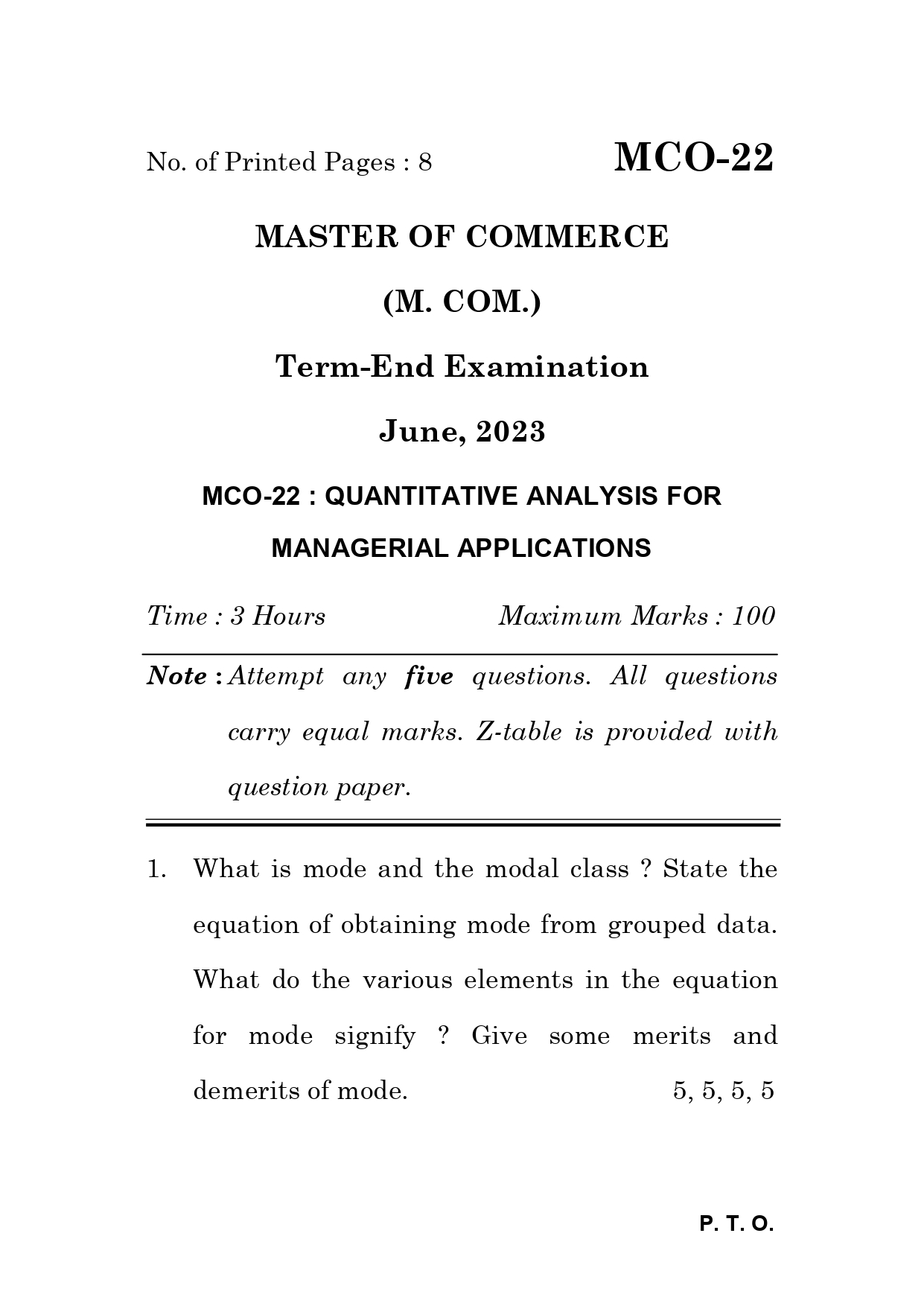 IGNOU MCO 22 Solved Previous Year Question Paper – June 2023 (English Medium) – Download PDF