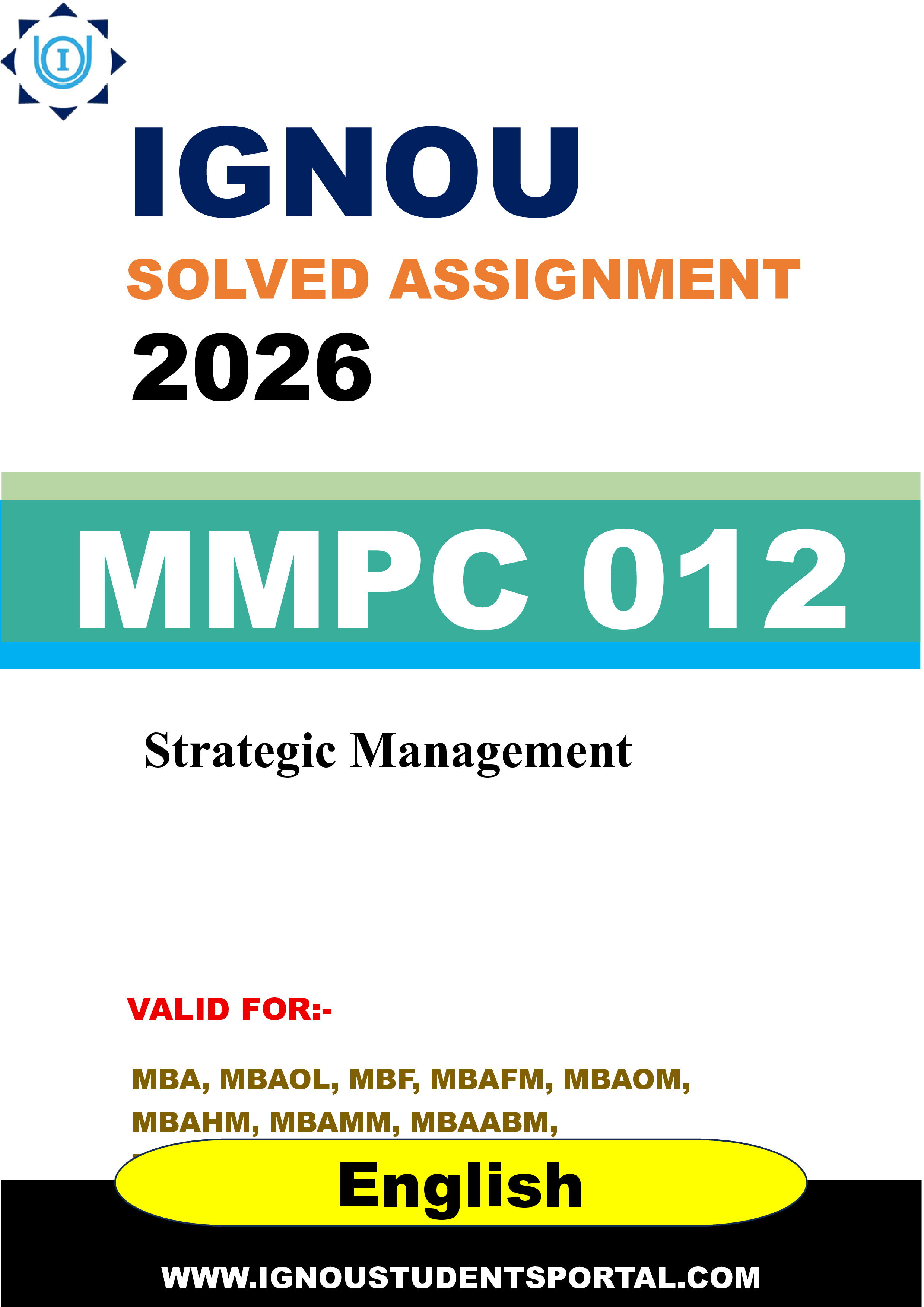 IGNOU MMPC 012 Solved Assignment 2026-26: Strategic Management (English Medium) | IGNOU Students Portal