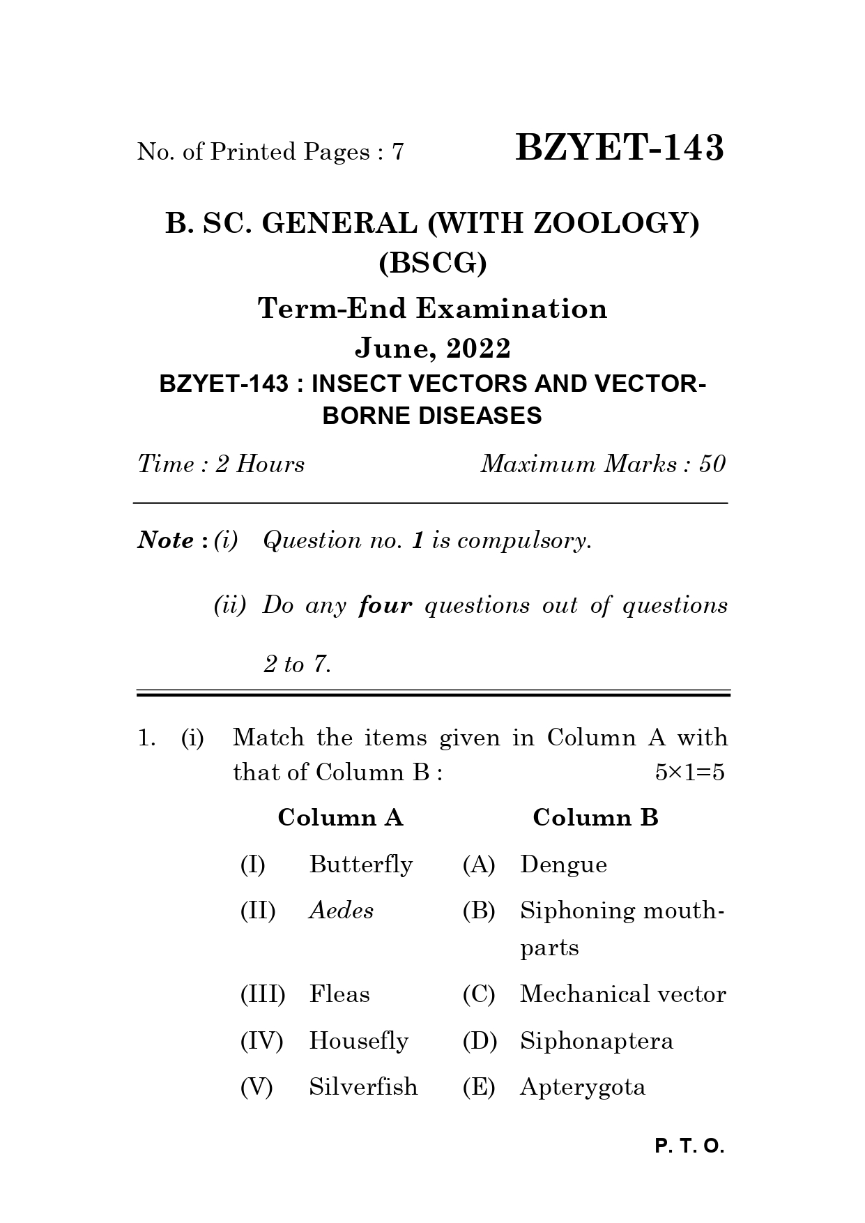 IGNOU BZYCT 143 Solved Previous Year Question Paper – June 2022 (English Medium) – Download PDF