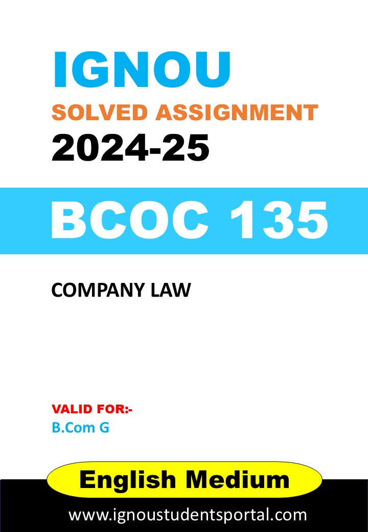 IGNOU BCOC 135 Solved Assignment 2024-25 B.Com-G (English Medium) – Download PDF