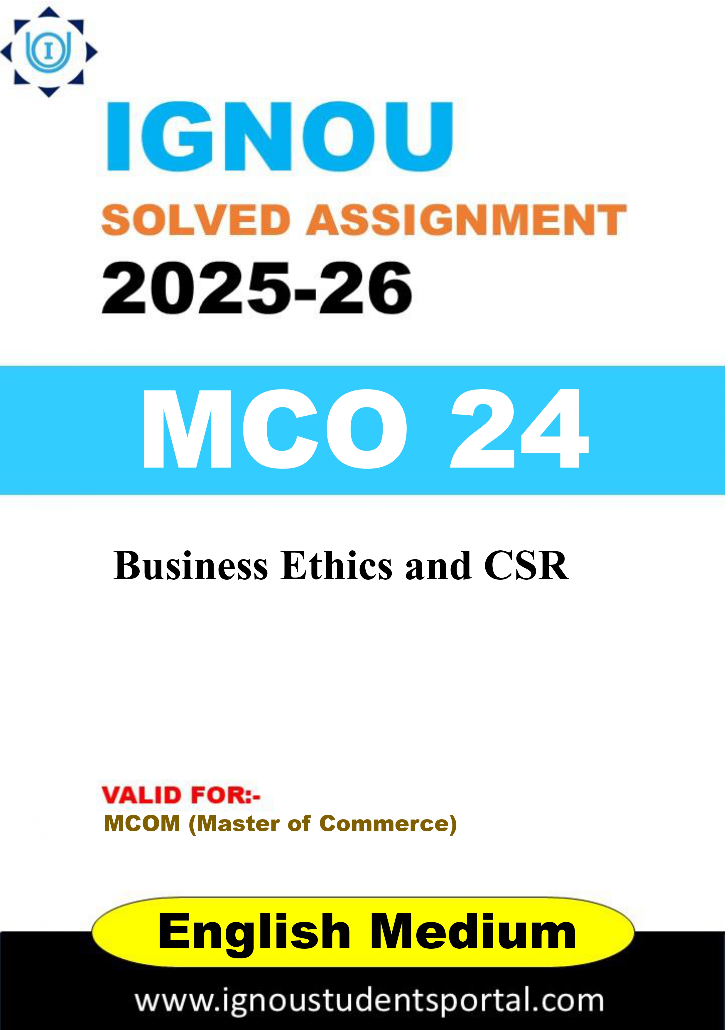 IGNOU MCO 24 Solved Assignment 2025-2026 (ENGLISH Medium) – Download PDF