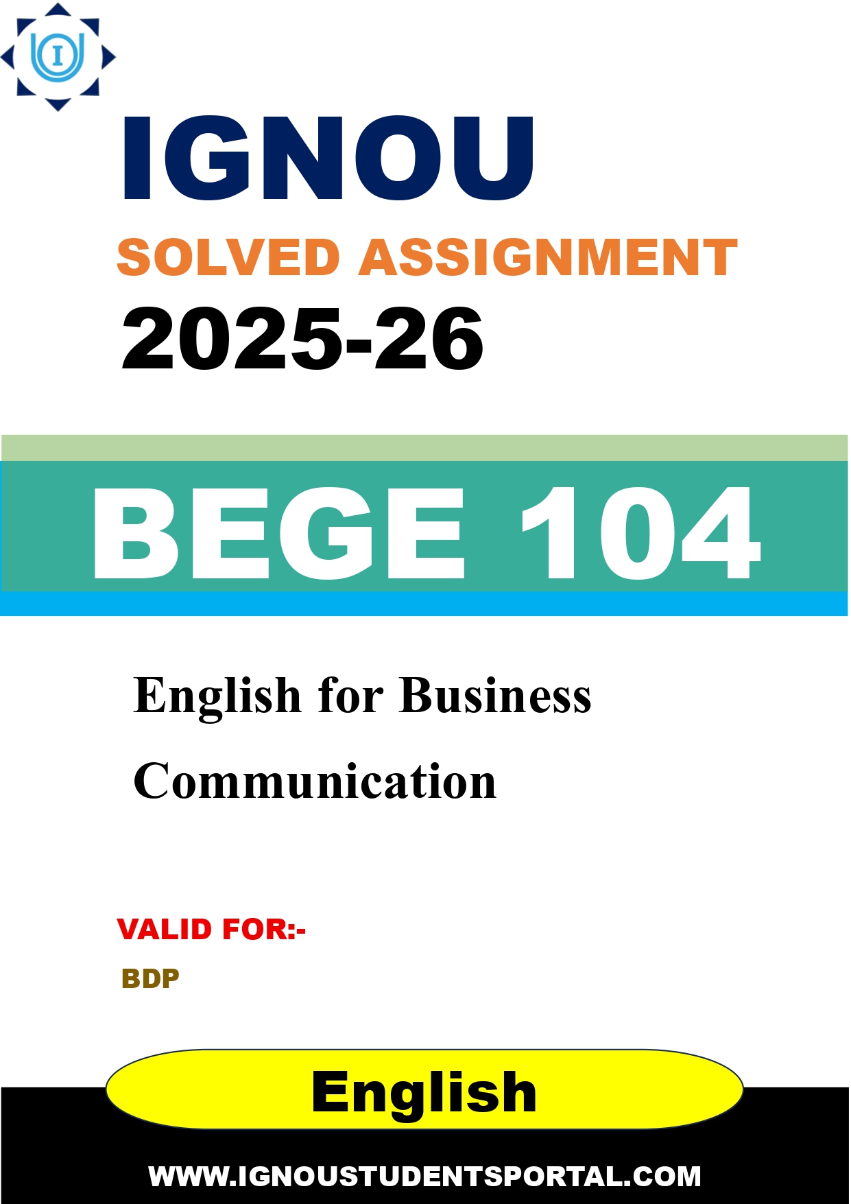 IGNOU BEGE 104 Solved Assignment 2025-2026 (English Medium) – Download PDF