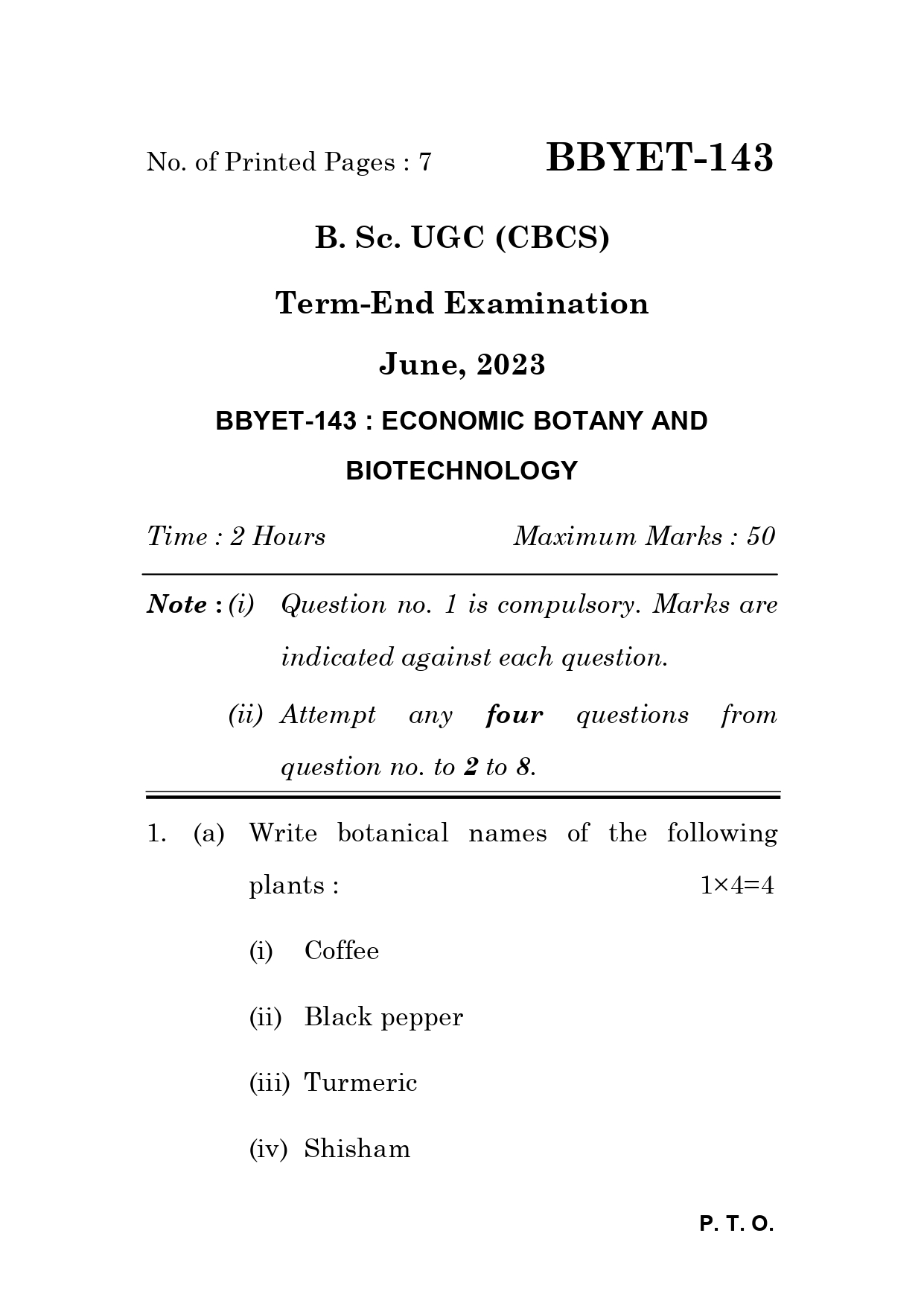 IGNOU BBYET 143 Solved Previous Year Question Paper – June 2023 (English Medium) – Download PDF