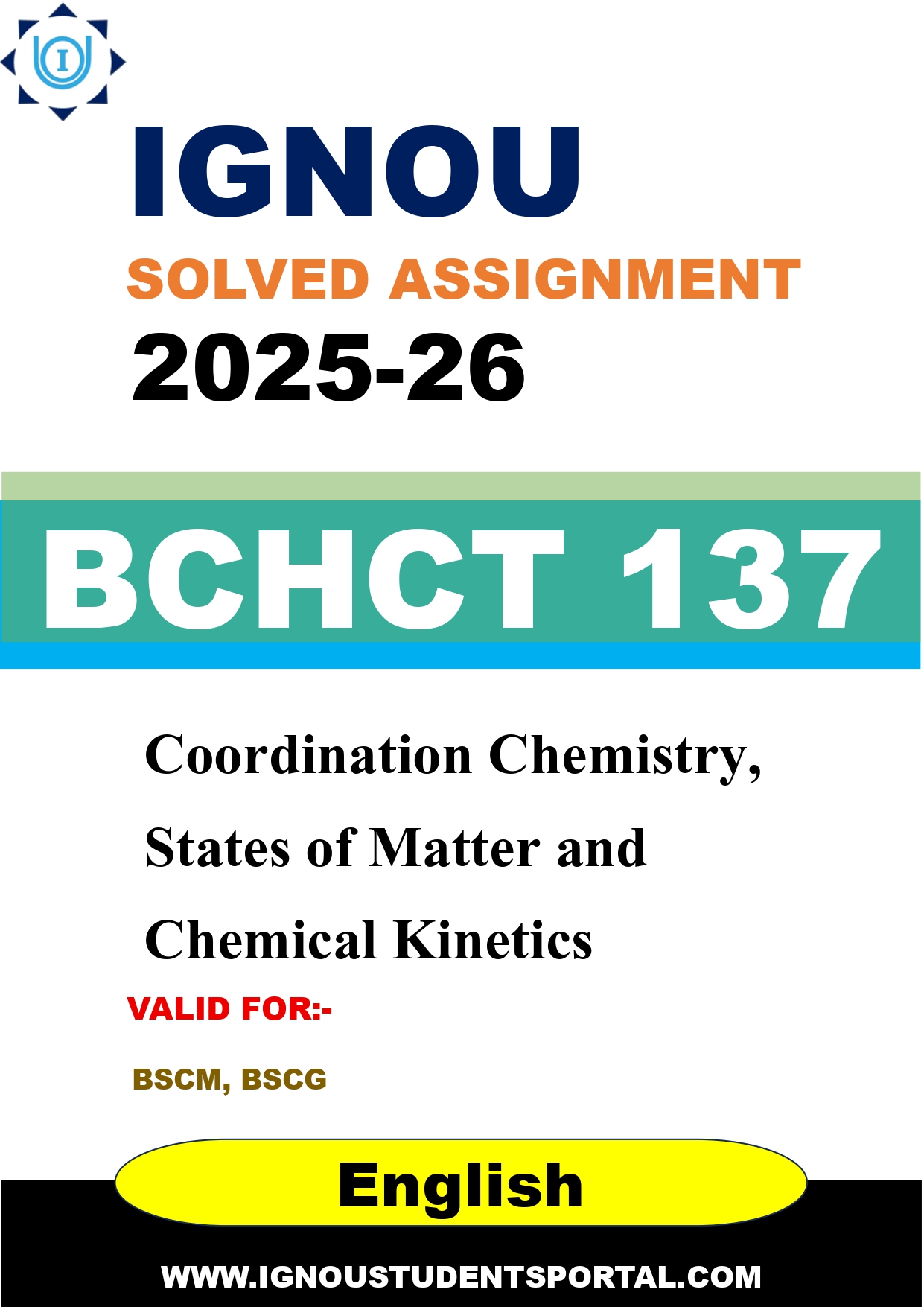 IGNOU BCHCT 137 Solved Assignment 2025-2026 (English Medium) – Download PDF