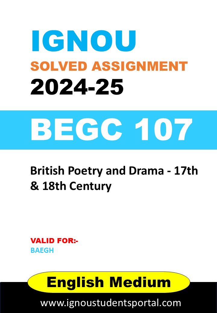 IGNOU BEGC 107  Solved Assignment 2024-25 (ENGLISH Medium) – Download PDF