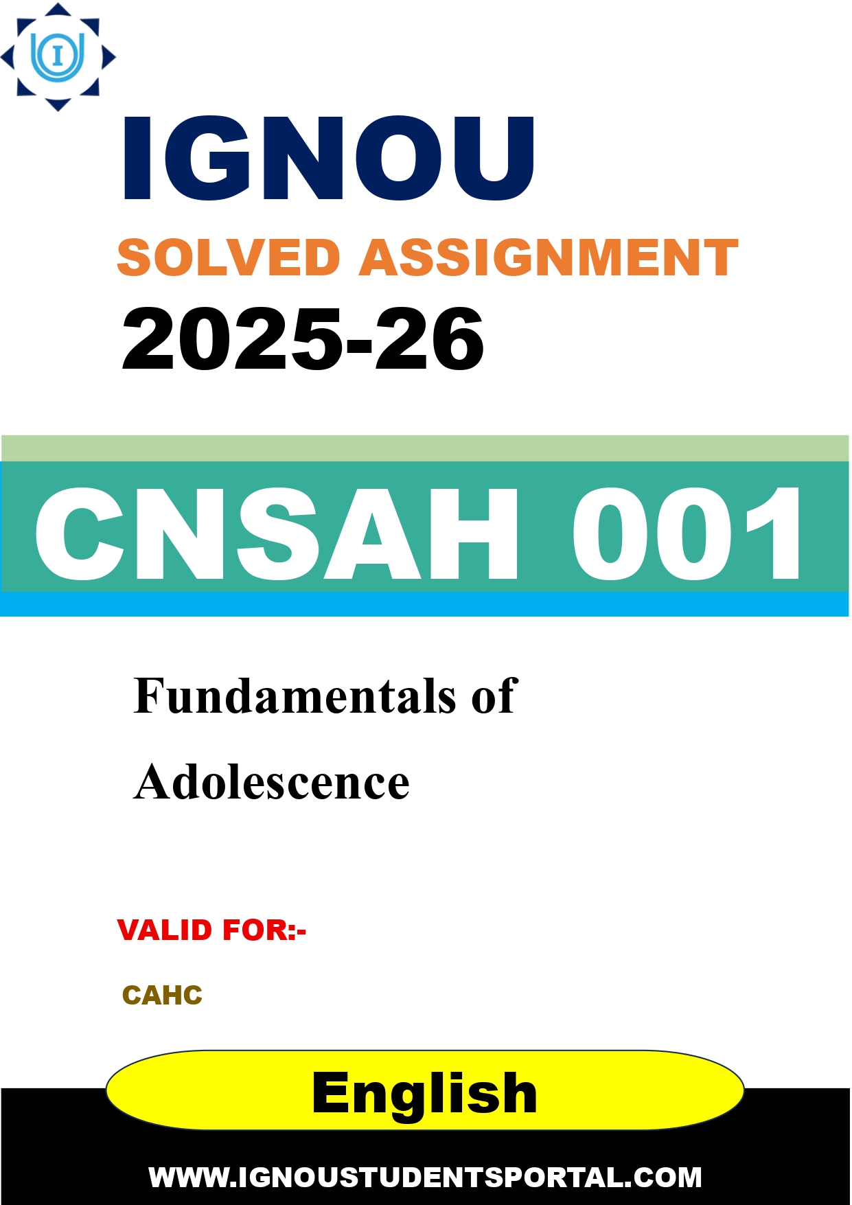 IGNOU CNSAH 001 Solved Assignment 2025-2026 (English Medium) – Download PDF