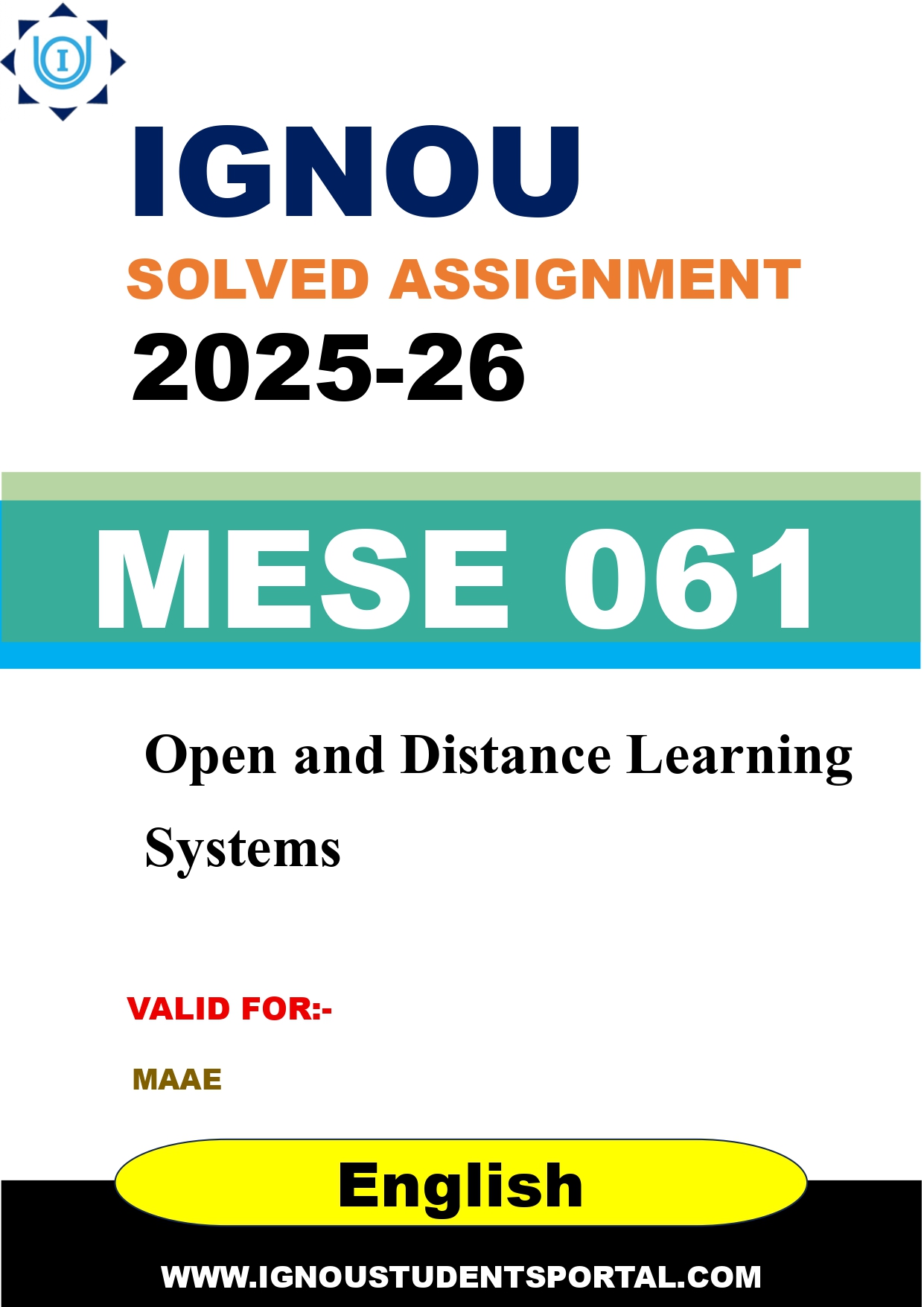 IGNOU MESE 061 Solved Assignment 2025-2026 (English Medium) – Download PDF