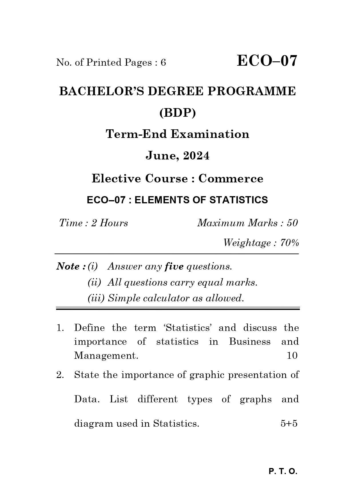 IGNOU ECO 07 Solved Previous Year Question Paper – June 2024 (English Medium) – Download PDF