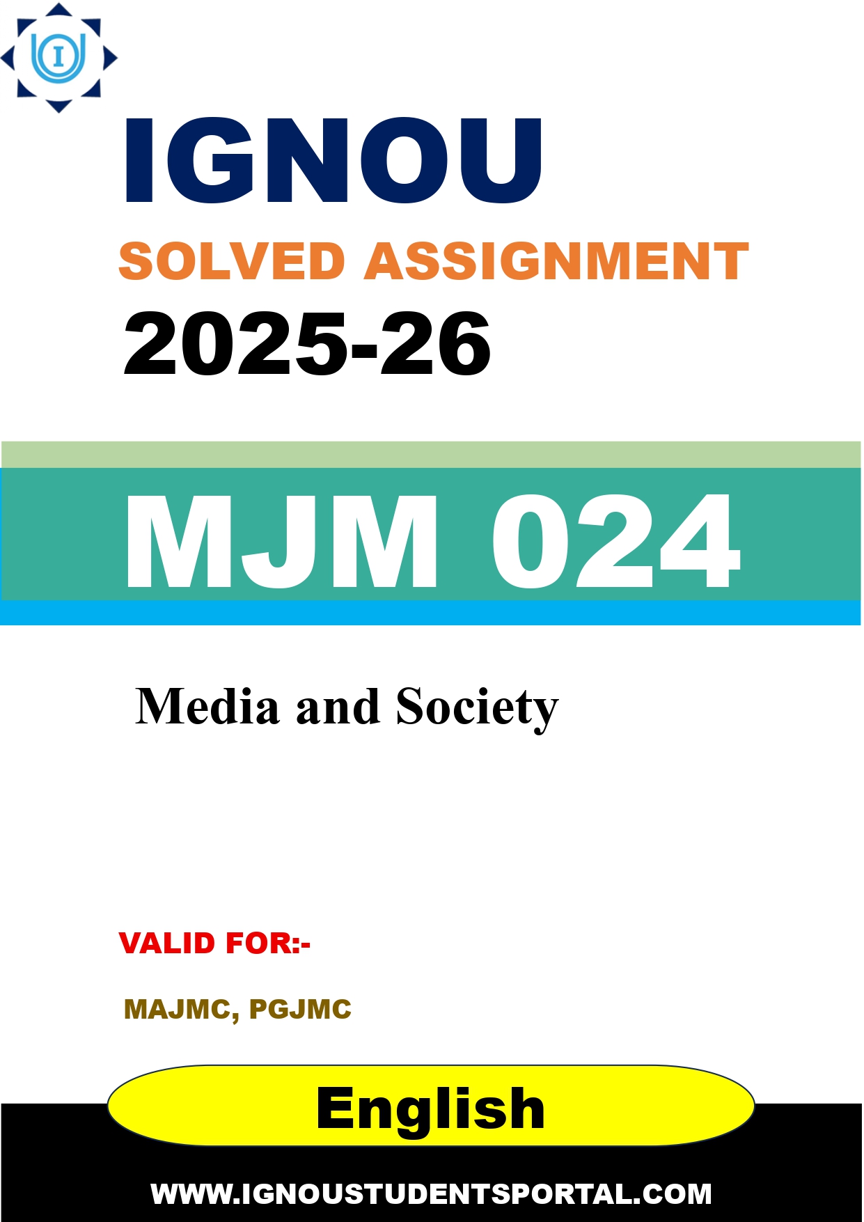 IGNOU MJM 024 Solved Assignment 2025-2026: Media and Society (English Medium) | IGNOU Students Portal