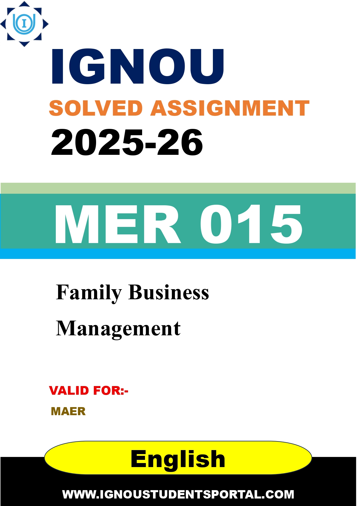 IGNOU MER 015 Solved Assignment 2025-2026 (English Medium) – Download PDF