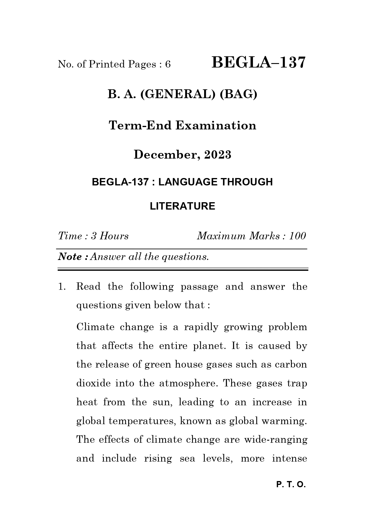 IGNOU BEGLA 137 Solved Previous Year Question Paper – December 2023 (English Medium) – Download PDF