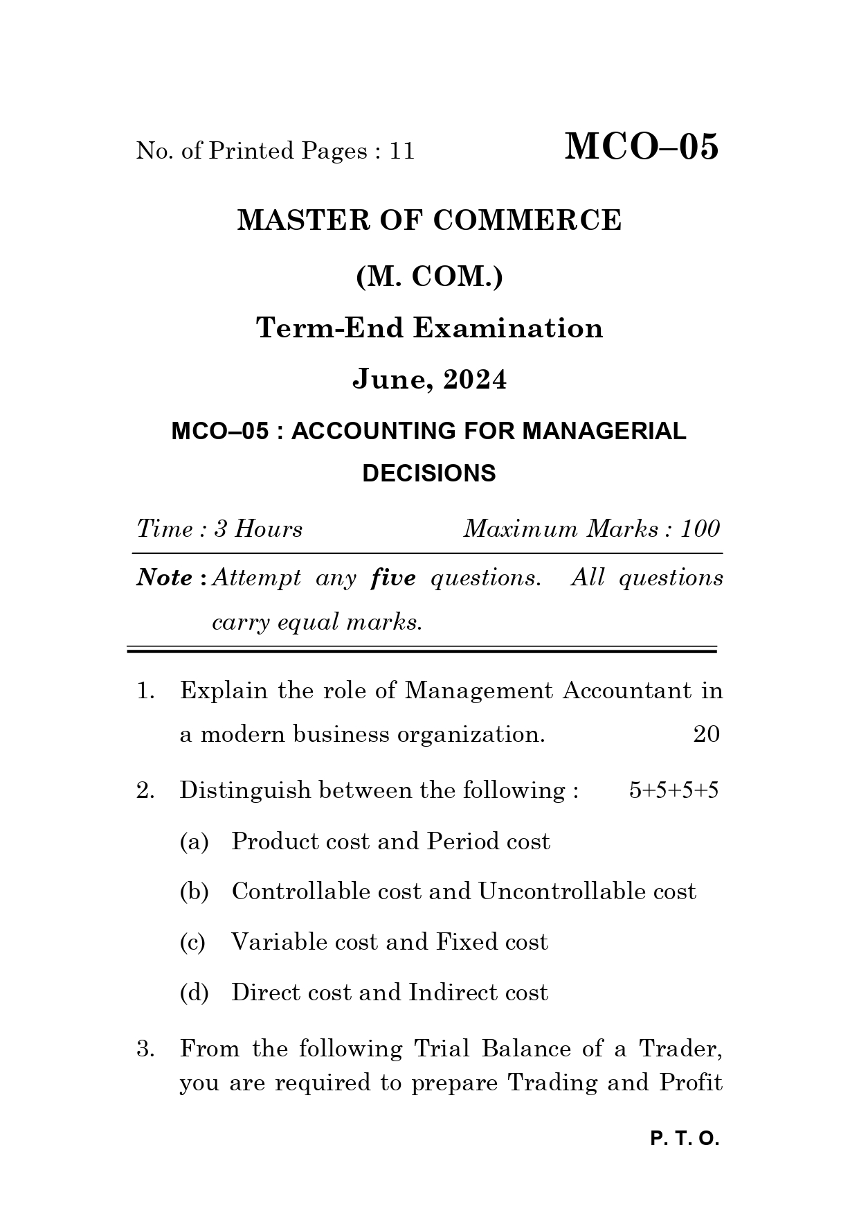 IGNOU MCO 05 Solved Previous Year Question Paper – June 2024 (English Medium) – Download PDF