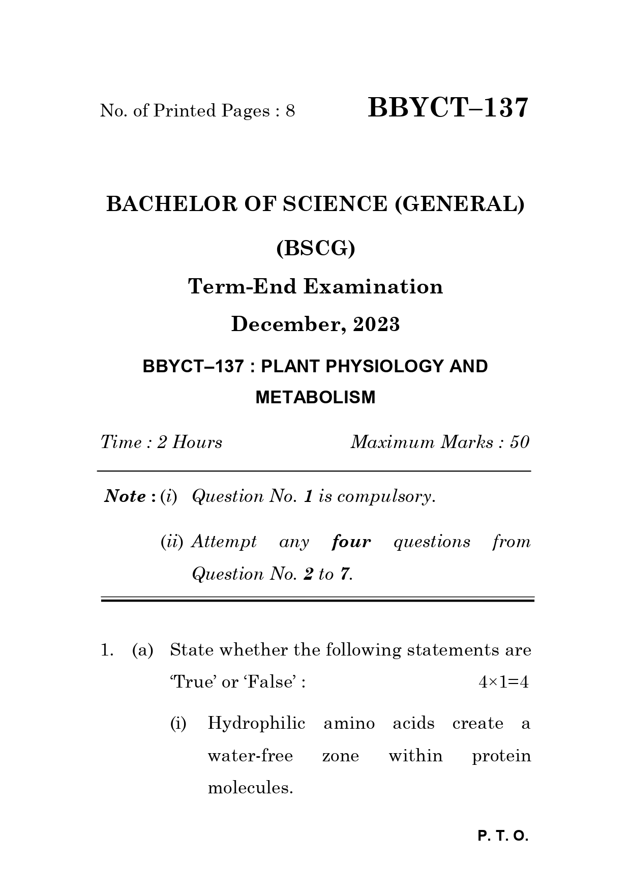 IGNOU BBYCT 137 Solved Previous Year Question Paper – December 2023 (English Medium) – Download PDF