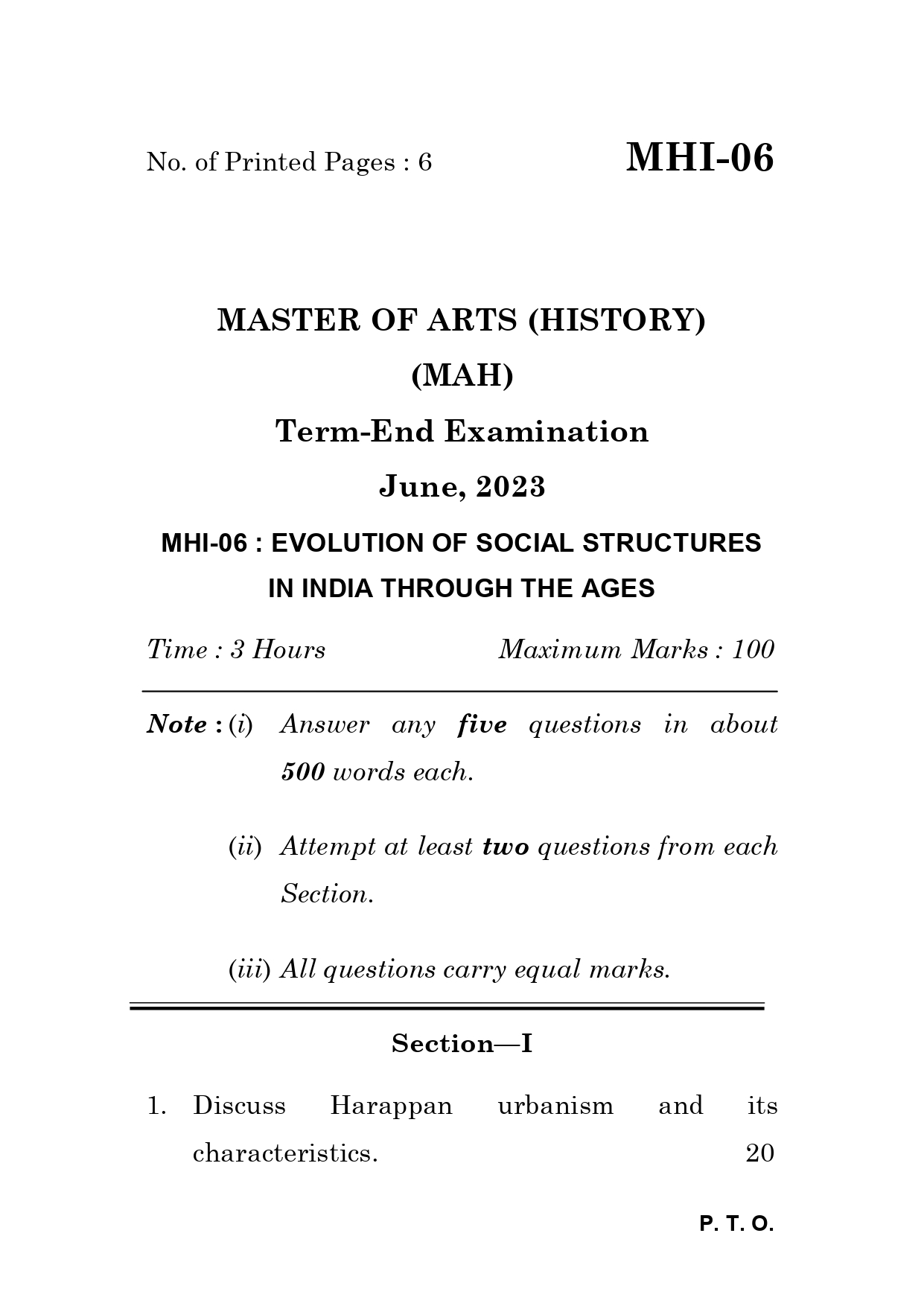 IGNOU MHI 06 Solved Previous Year Question Paper – June 2023 (Hindi Medium) – Download PDF