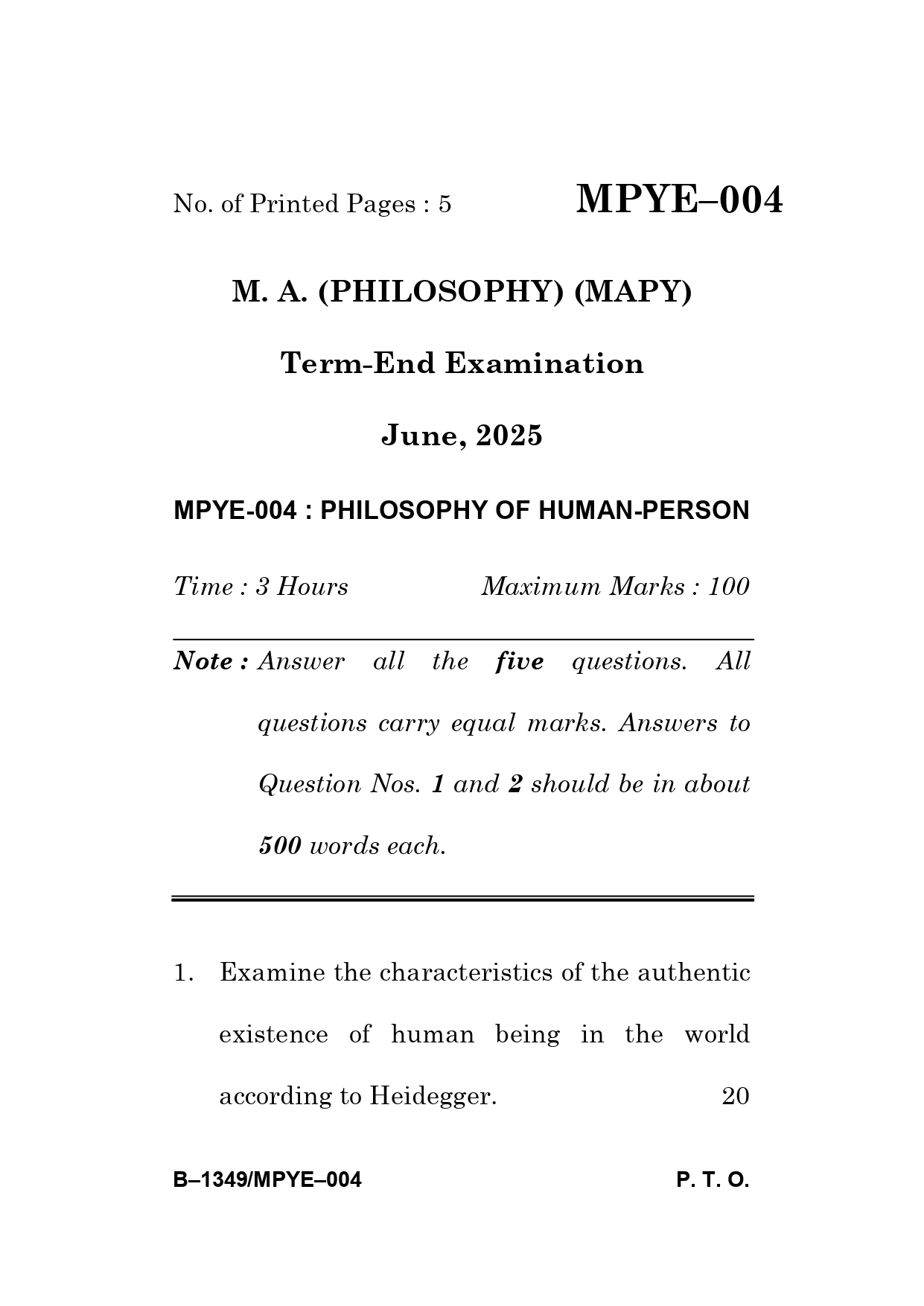 IGNOU MPYE 004 Solved Previous Year Question Paper –JUNE 2025 (ENGLISH Medium) – Download PDF